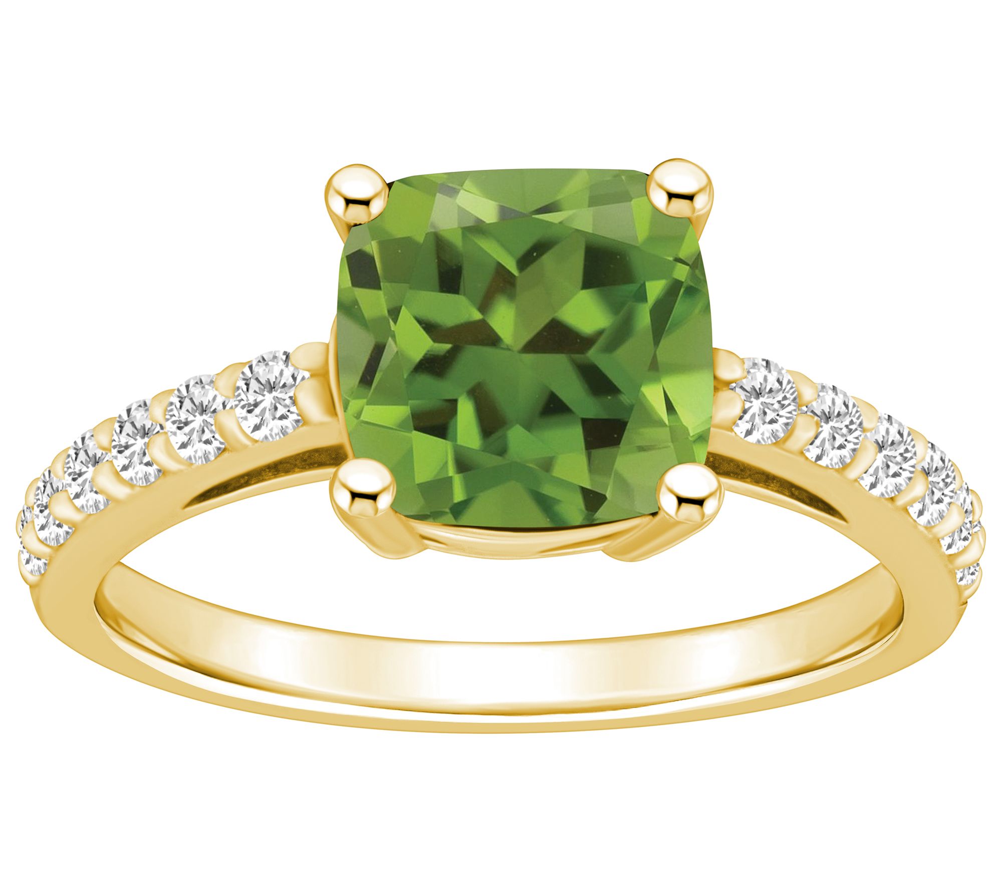 Affinity Gems Cushion Gemstone & Diamond Ring, 14K Gold