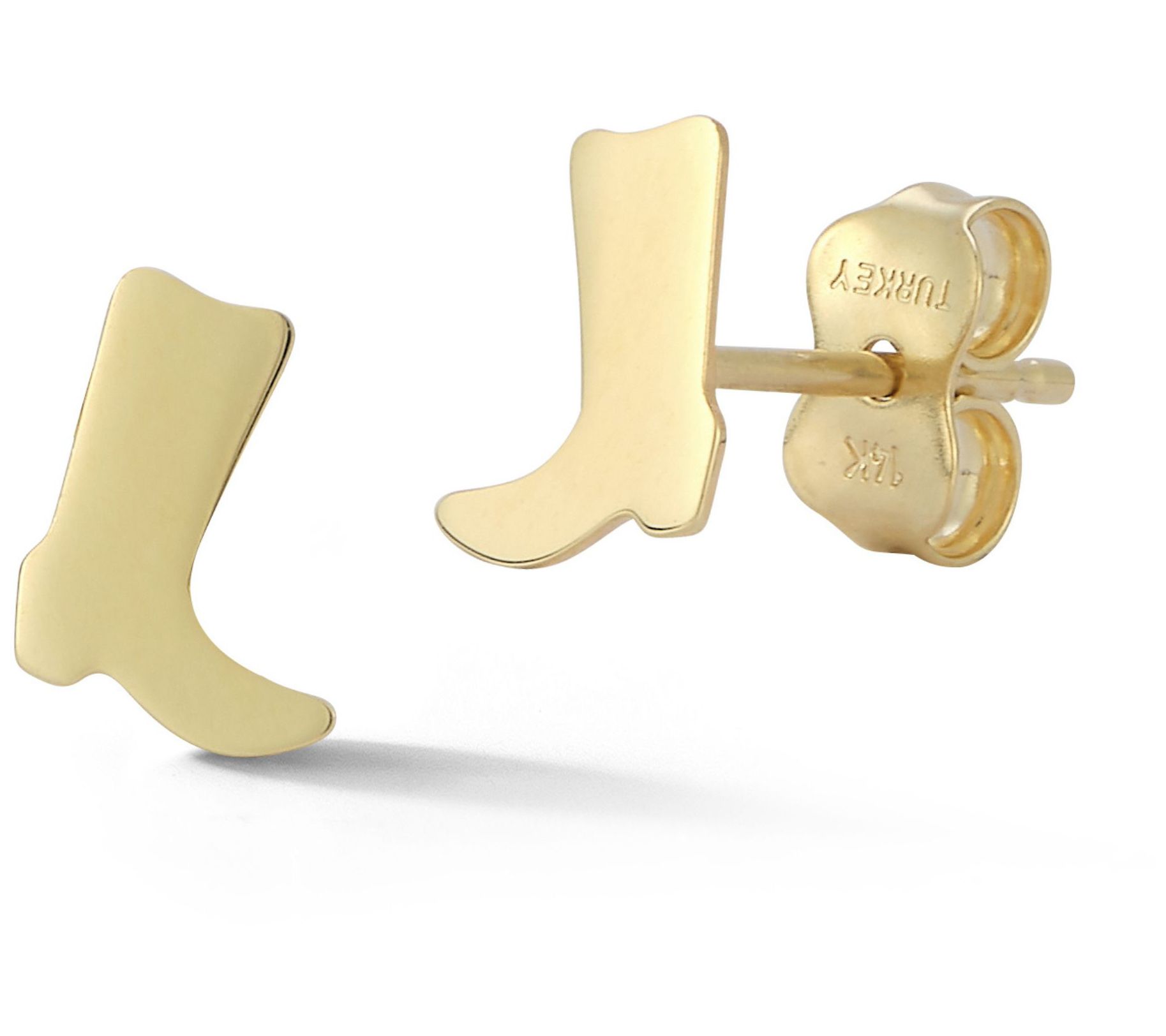 Luminosa Gold Cowboy Boots Stud Earrings, 14K