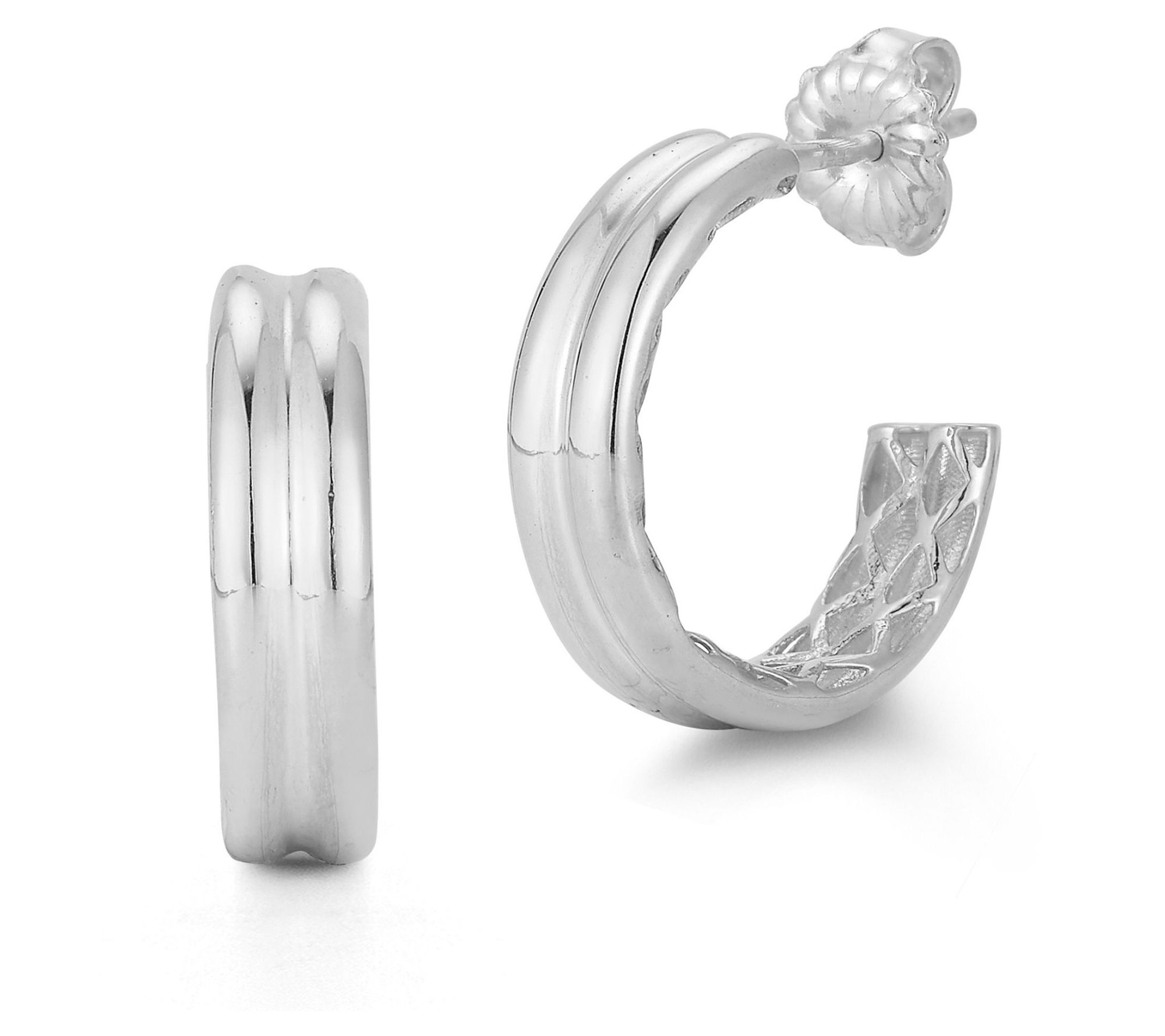 Sterlina Silver Concave Hoop Earrings, Sterling