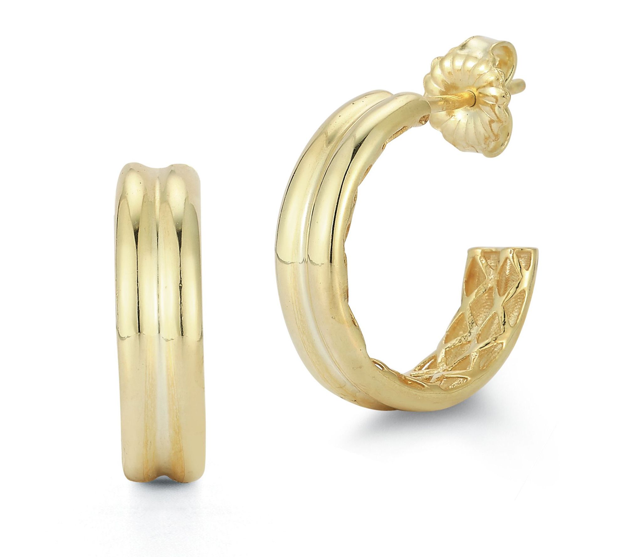 Sterlina Silver Concave Hoop Earrings, Sterling