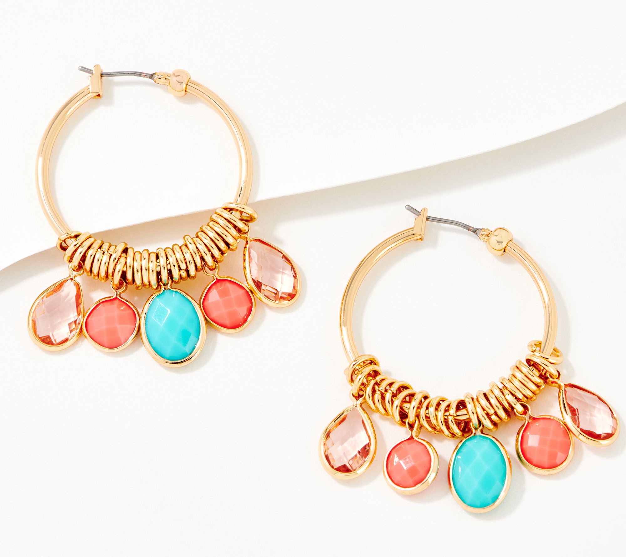 "As Is" Denim & Co. Faceted Stone Shay Drop Earrings