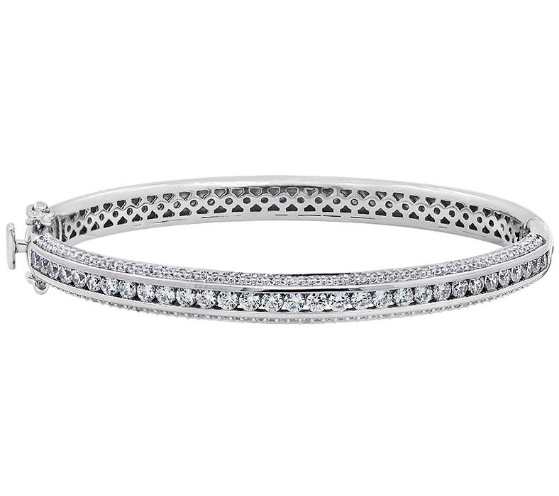 Diamonique 3.30 cttw Tennis Bangle, Sterling Silver