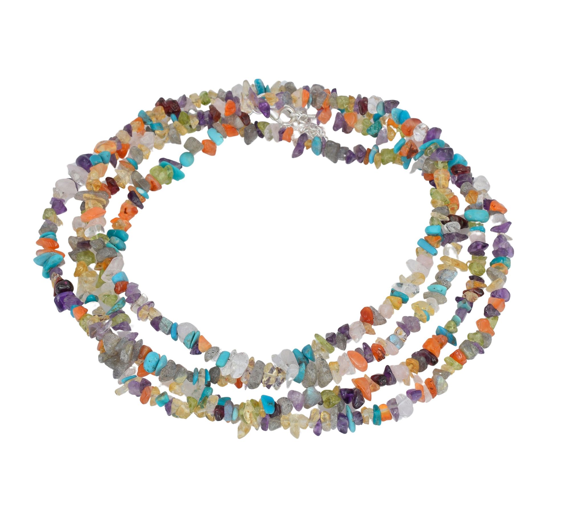 Sterling Silver Multi-Gemstone Bead Necklace