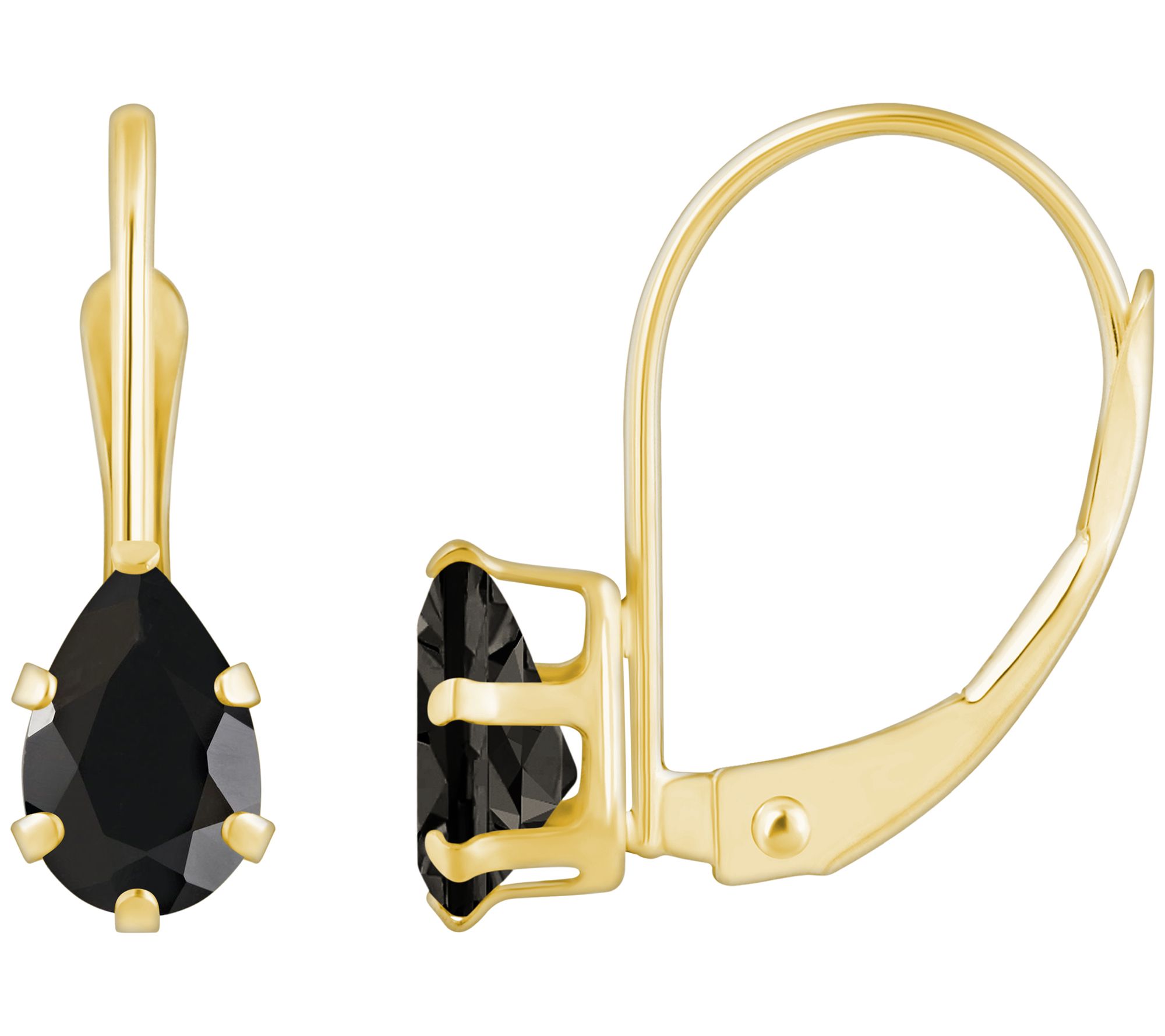 Affinity Gems Pear Cut Onyx Leverback Earrings, 10K Gold