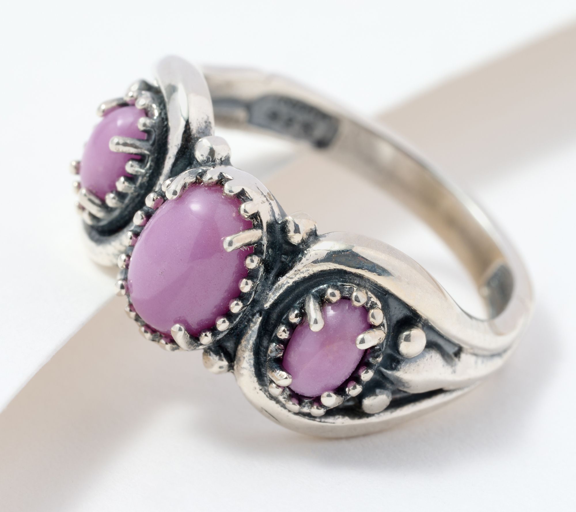 "As Is" American West Sterling 3-Stone Oval Gemstone Ring