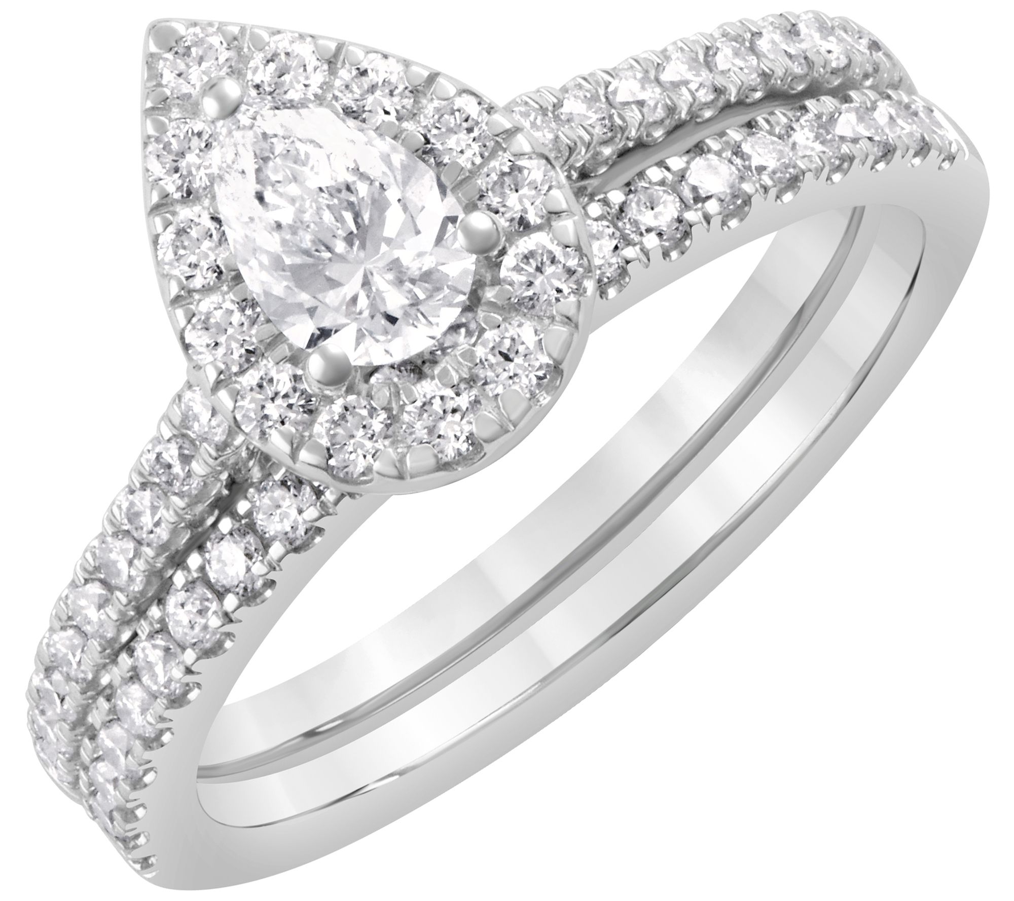Fire Light 1.00 cttw Lab Grown Diamond Halo Bridal Rings, 14K