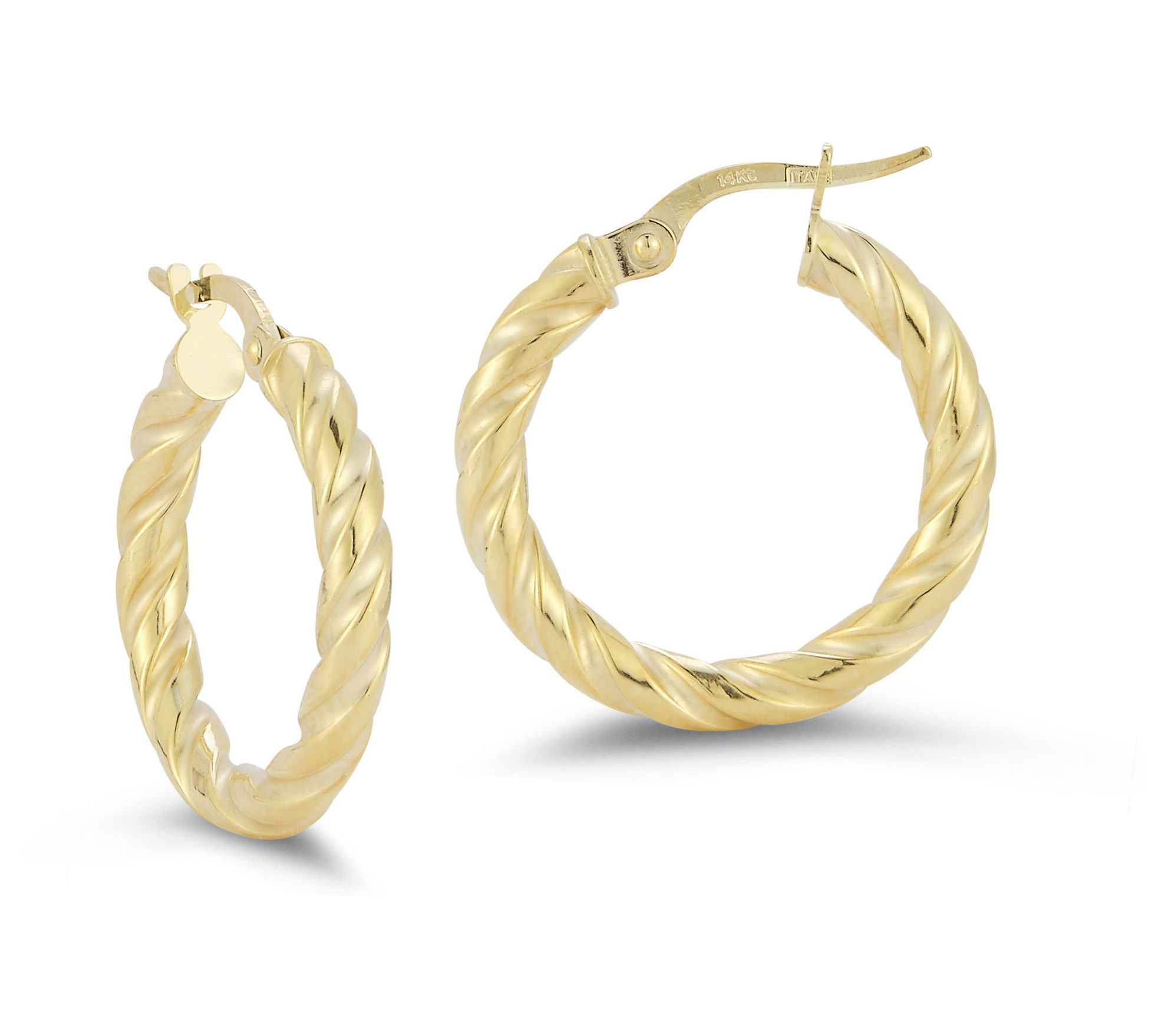 Italian Gold 3/4" Twist Hoop Earrings, 14K