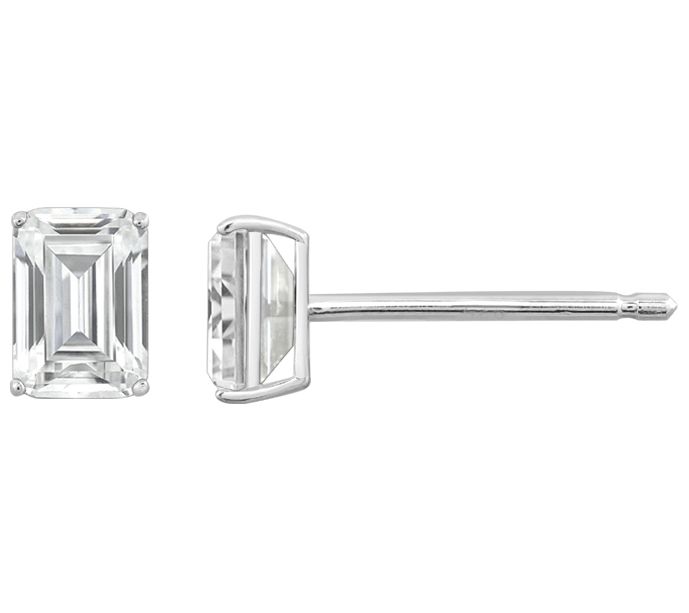 Diamonique 1.00 cttw Emerald Cut Stud Earrings,14K Gold