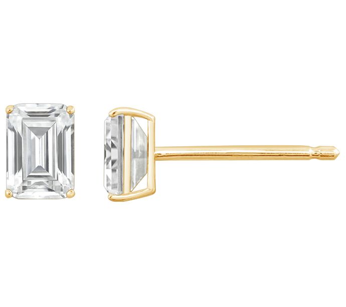 Diamonique 1.00 cttw Emerald Cut Stud Earrings,14K Gold