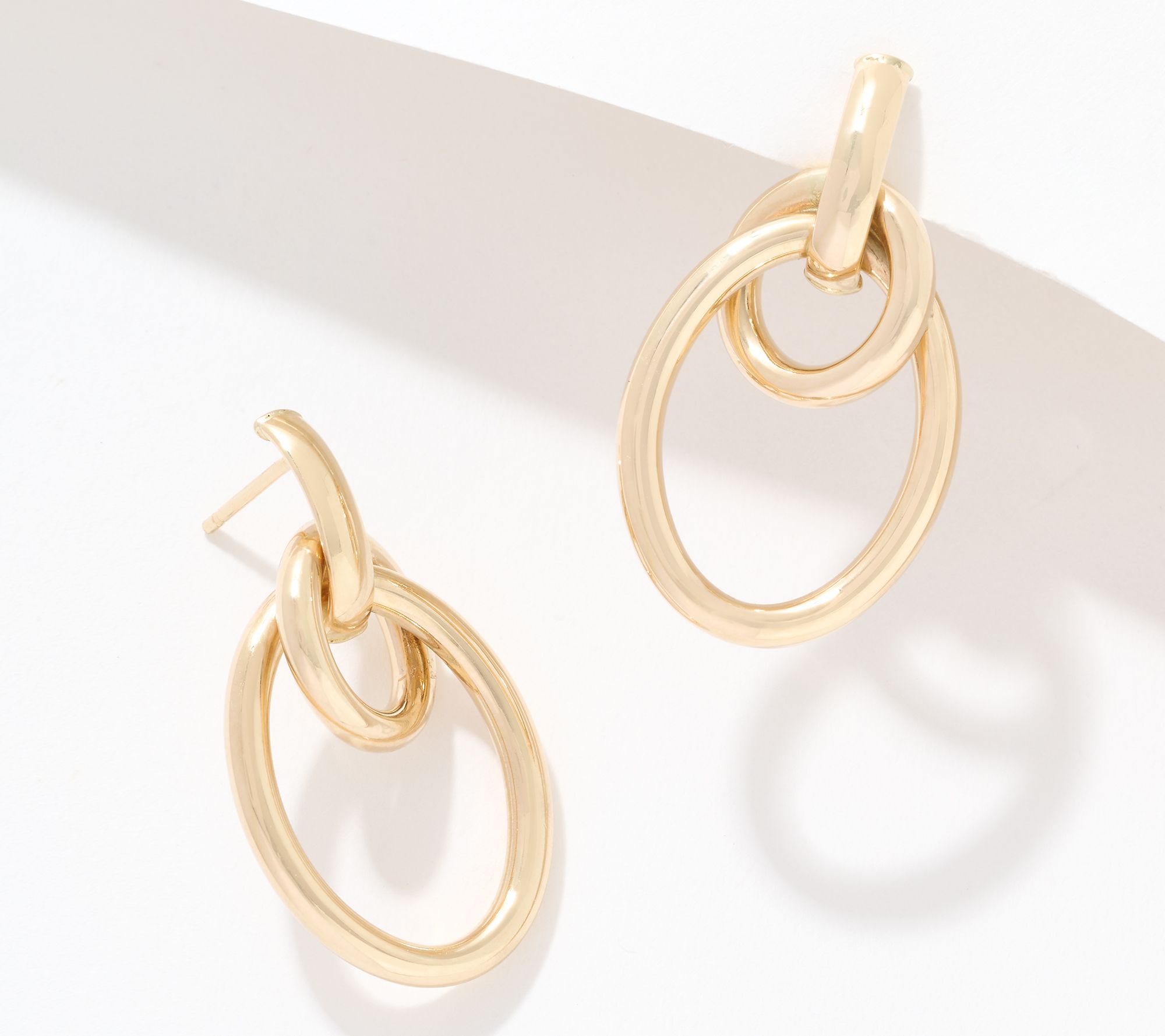 EternaGold Double Oval Dangle Drop Earrings, 14K Gold - QVC.com