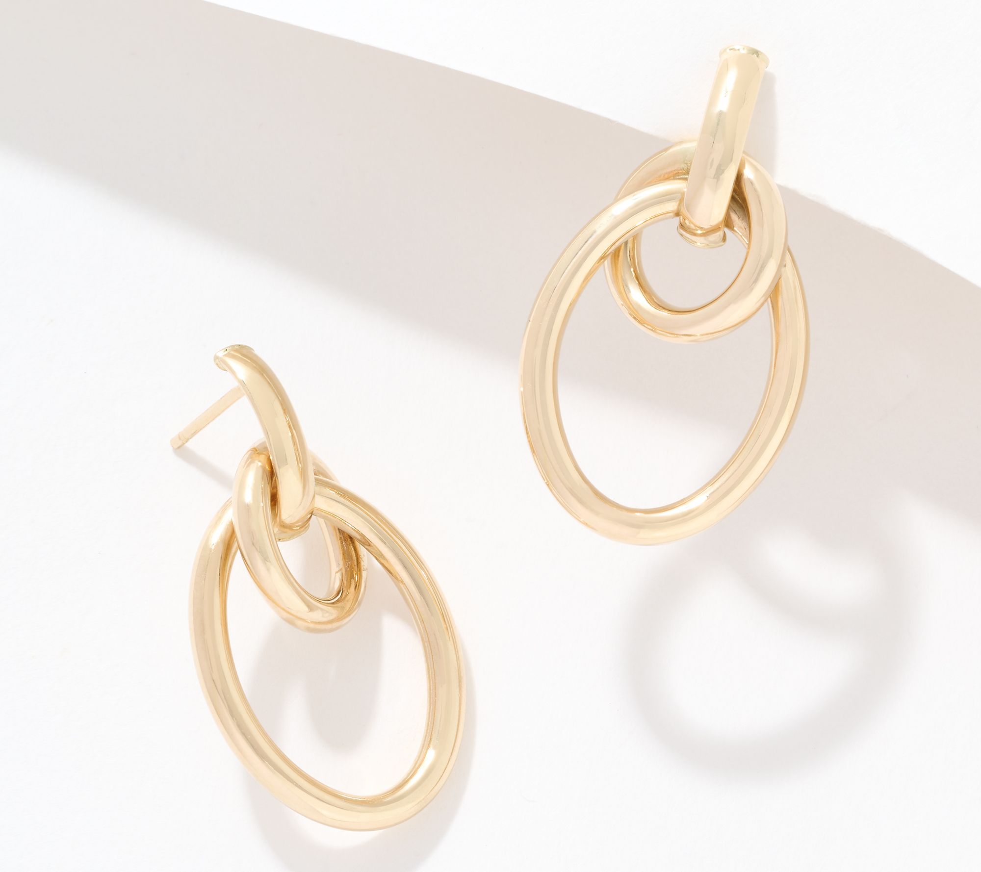 EternaGold Double Oval Dangle Drop Earrings, 14K Gold