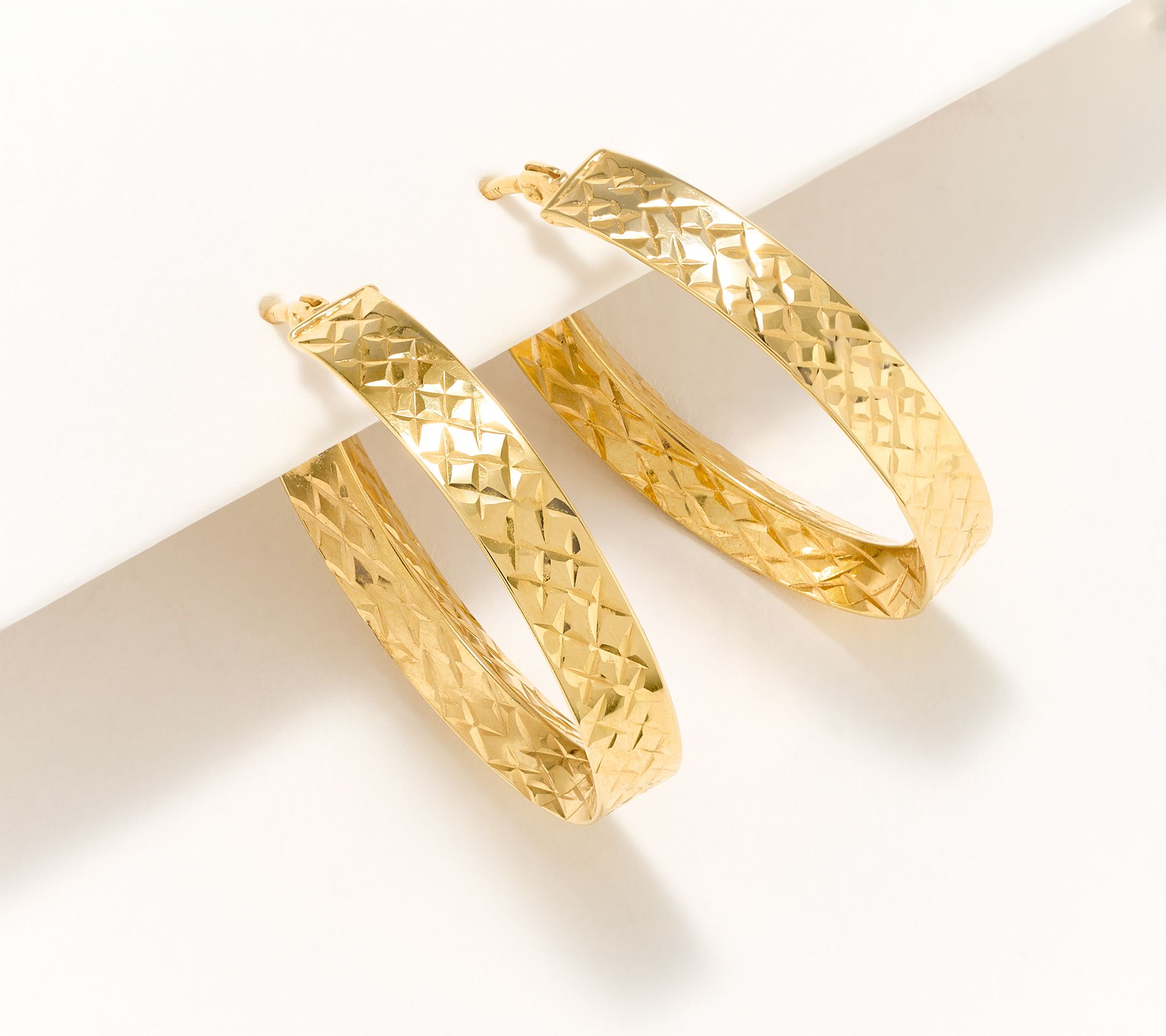 David Markstein 14K Gold Inside Out 1" Hoop Earrings