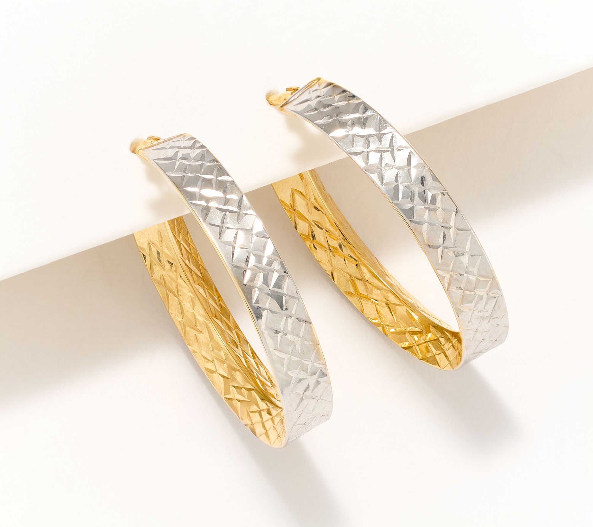 David Markstein 14K Gold Inside Out 1" Hoop Earrings