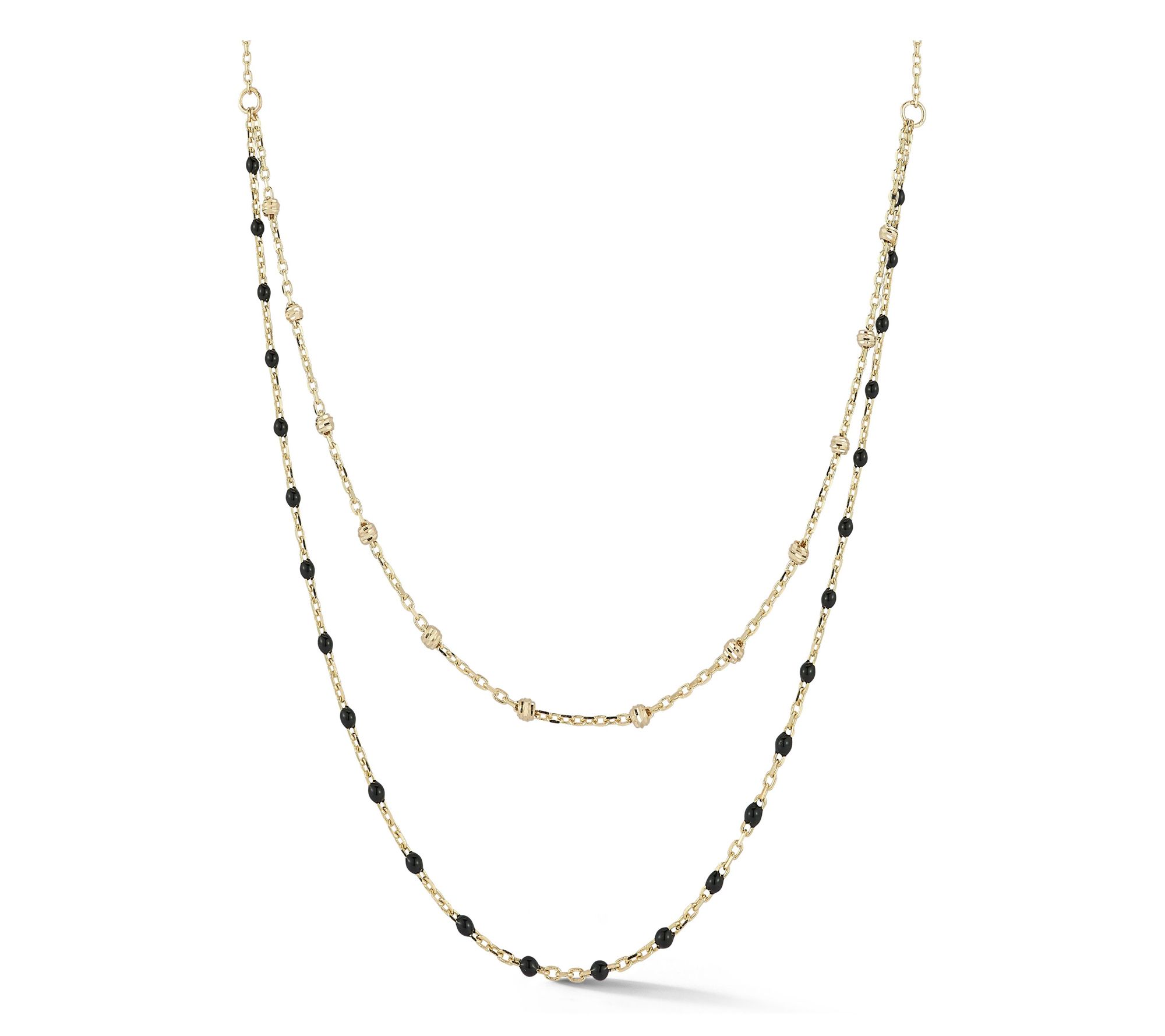 Luminosa Gold Enamel Layered Bead Chain Necklace, 14K