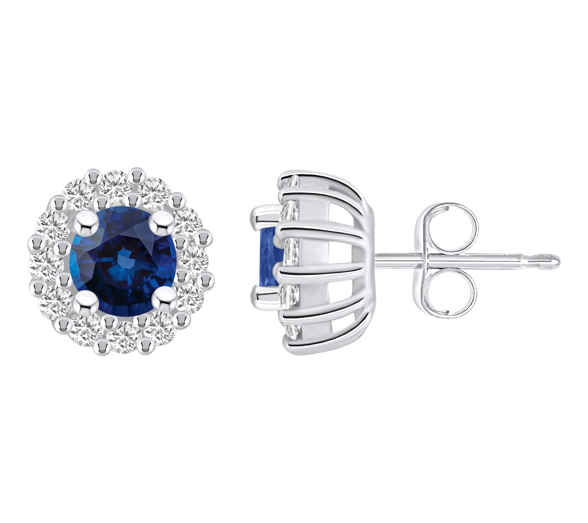 Affinity Gems Round Gemstone & Diamond Earrings,14K White Gold