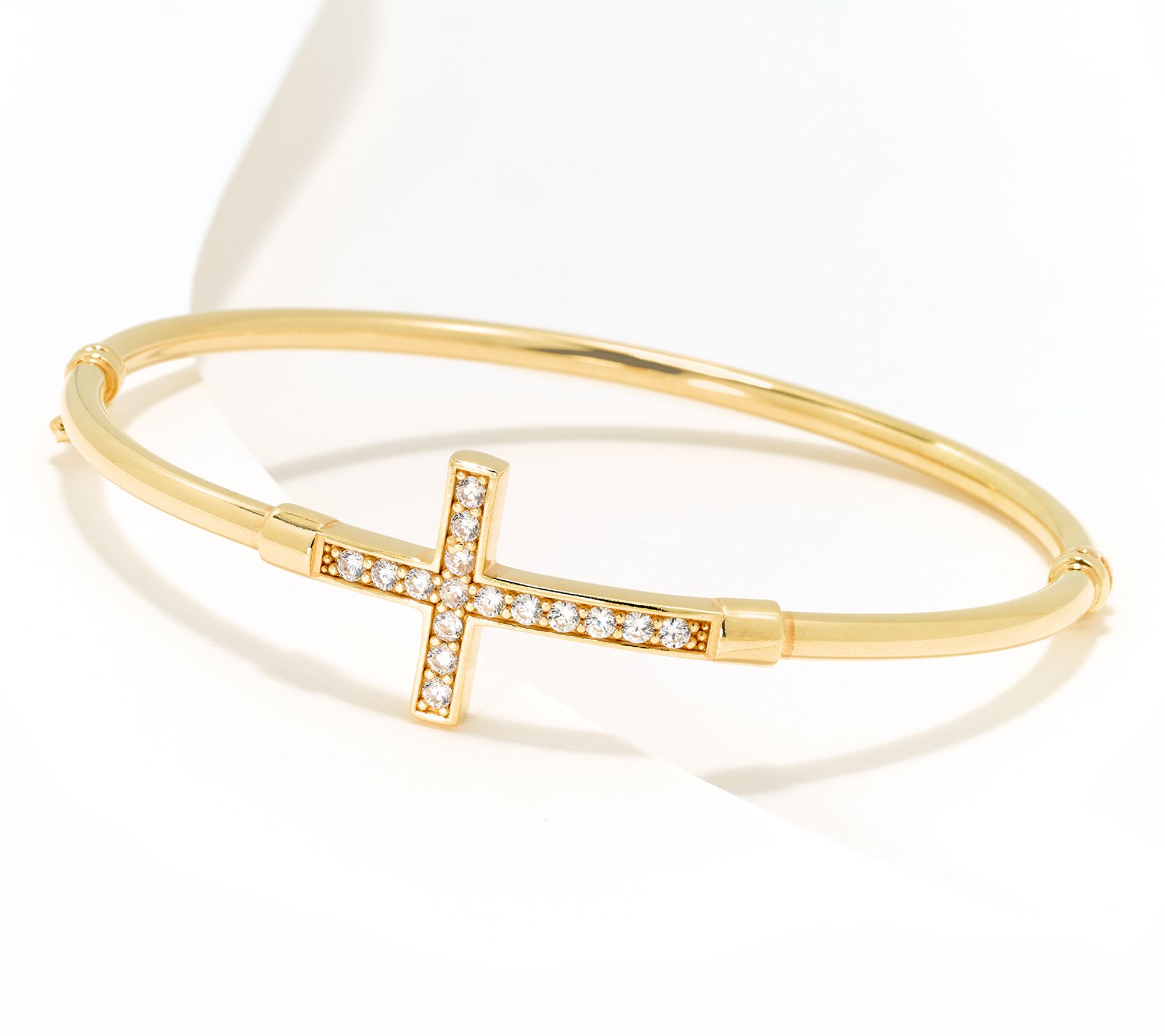 Diamonique Italia Polished Cross Bangle, Sterling Silver
