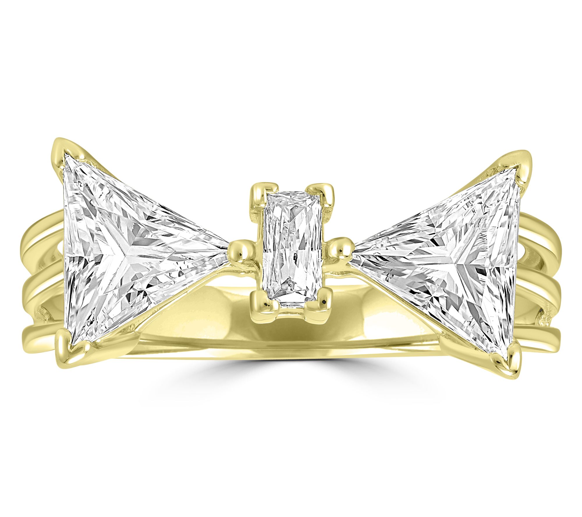 Diamonique x Kathy Levine 2.10 cttw Bow Ring, Sterling Silver