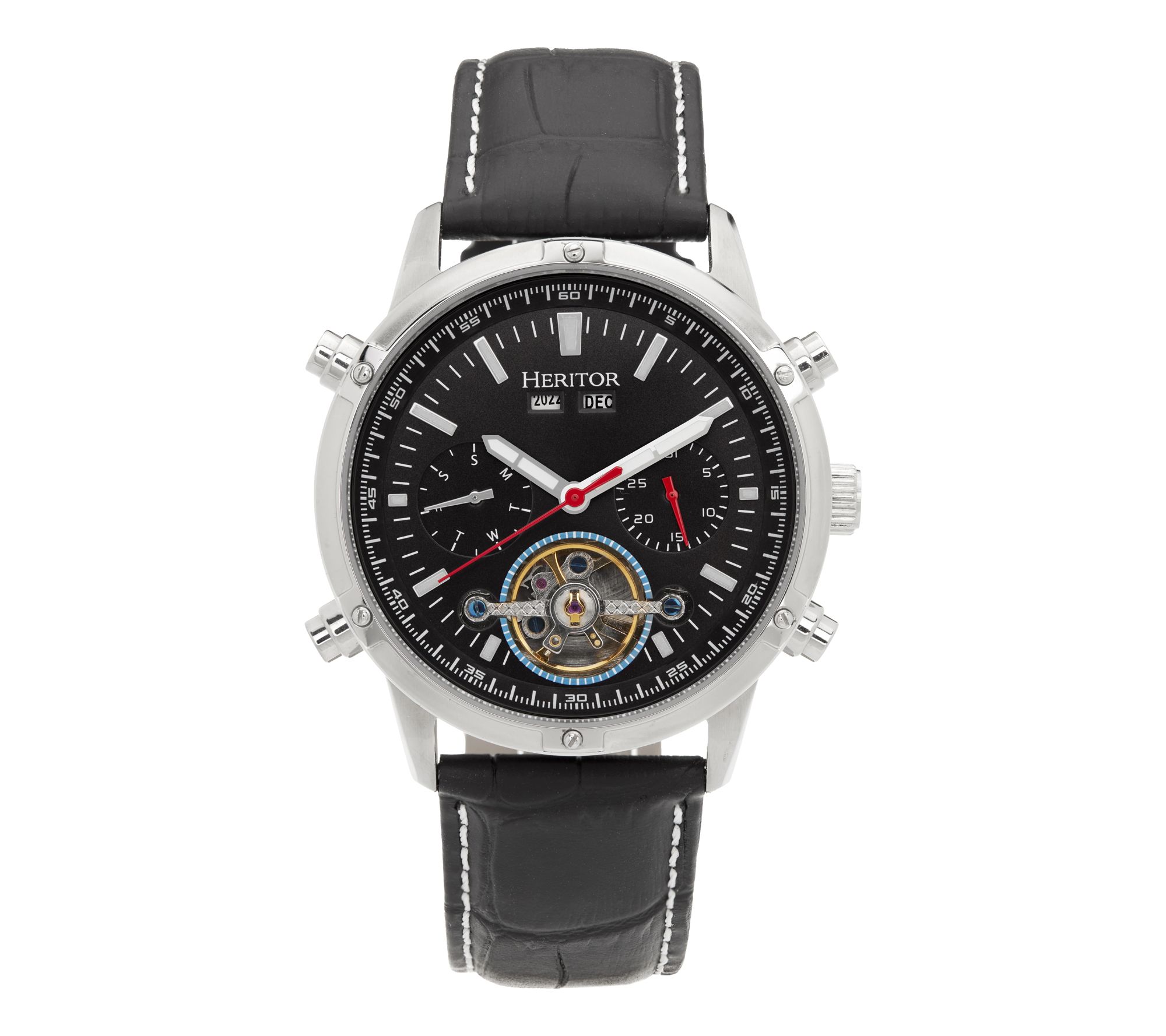 Heritor Automatic Men's Stainless Wilhelm Leather Band Watch