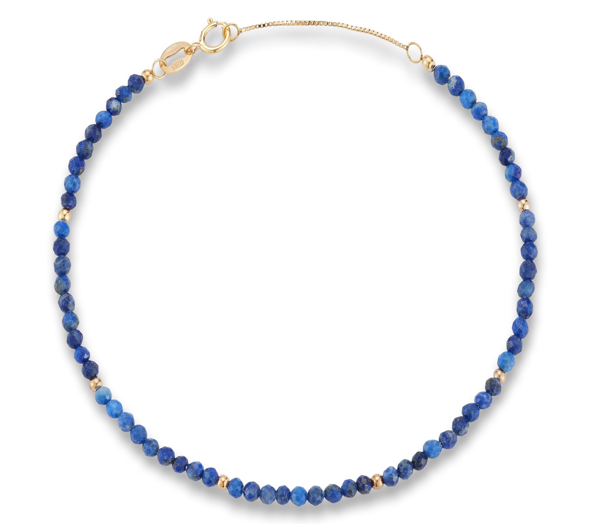 Italian Gold Lapis Bead Bracelet, 14K