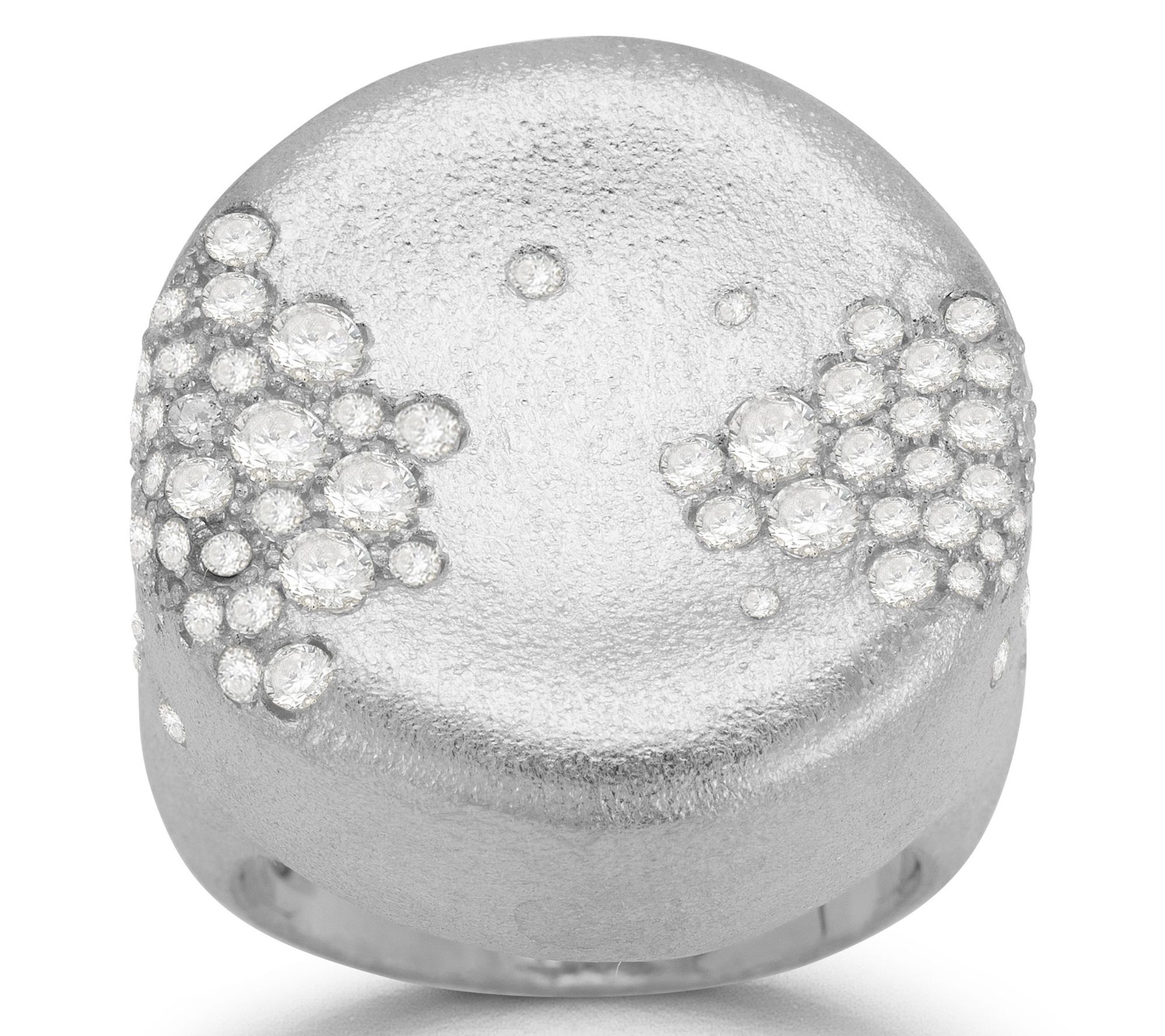 Sterlina Silver Cluster Round Satin Signet Ring, Sterling