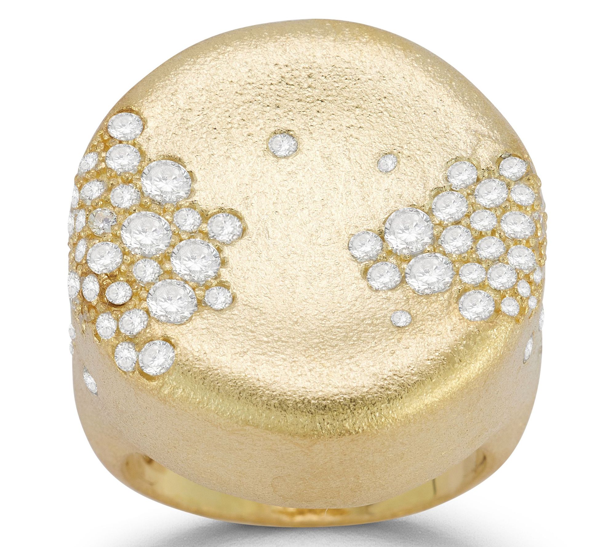 Sterlina Silver Cluster Round Satin Signet Ring, Sterling