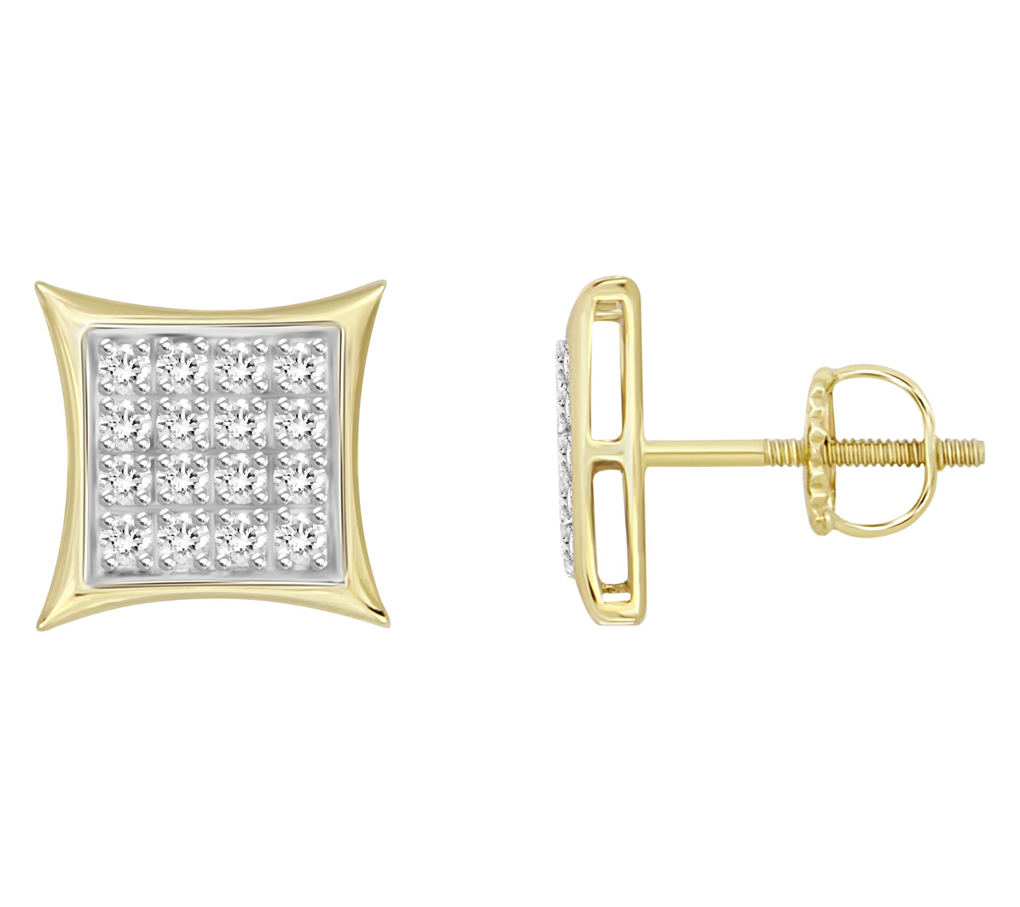 Men's Diamond Accent Square Stud Earrings, 10KGold