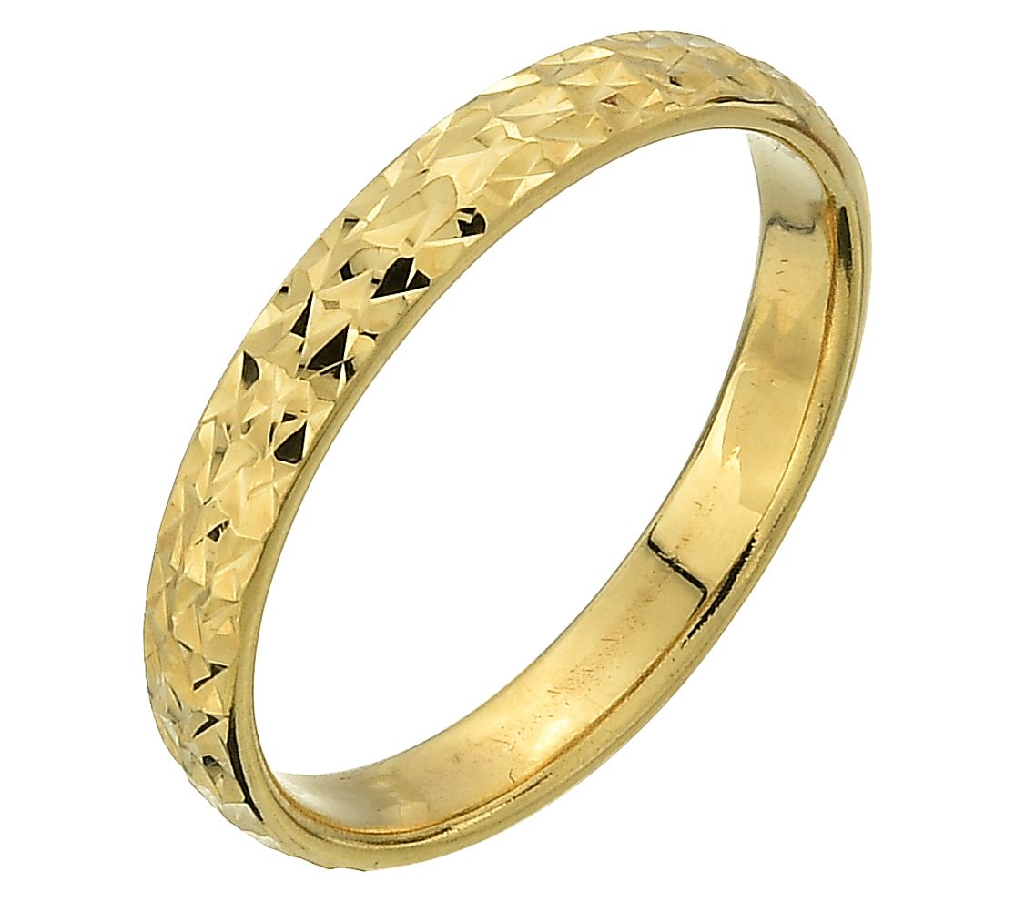 Adorna 14K Gold Stardust Diamond Cut Band Ring