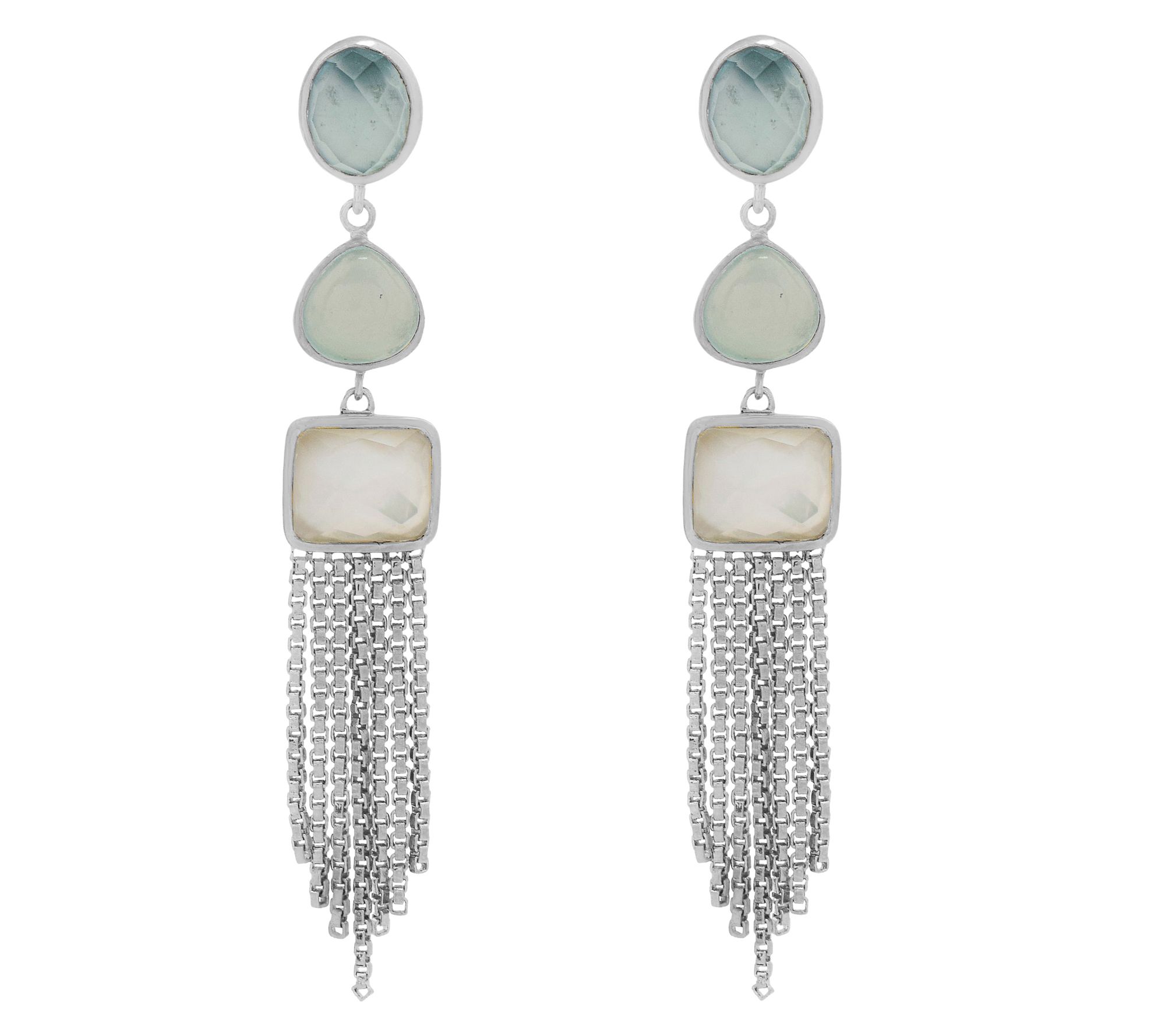 Affinity Gems Multi-Gemstones Dangle Earrings,Sterling