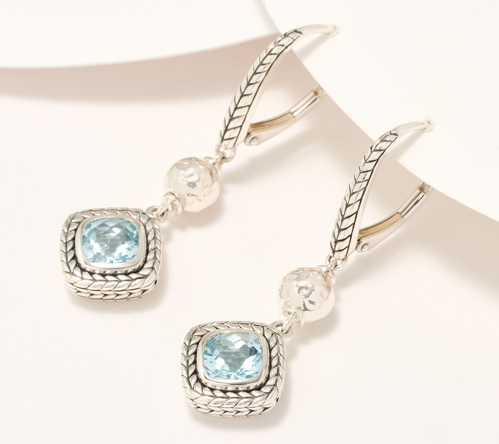 "As Is" JAI Sterling Silver Gemstone Drop Lever Back Earrings