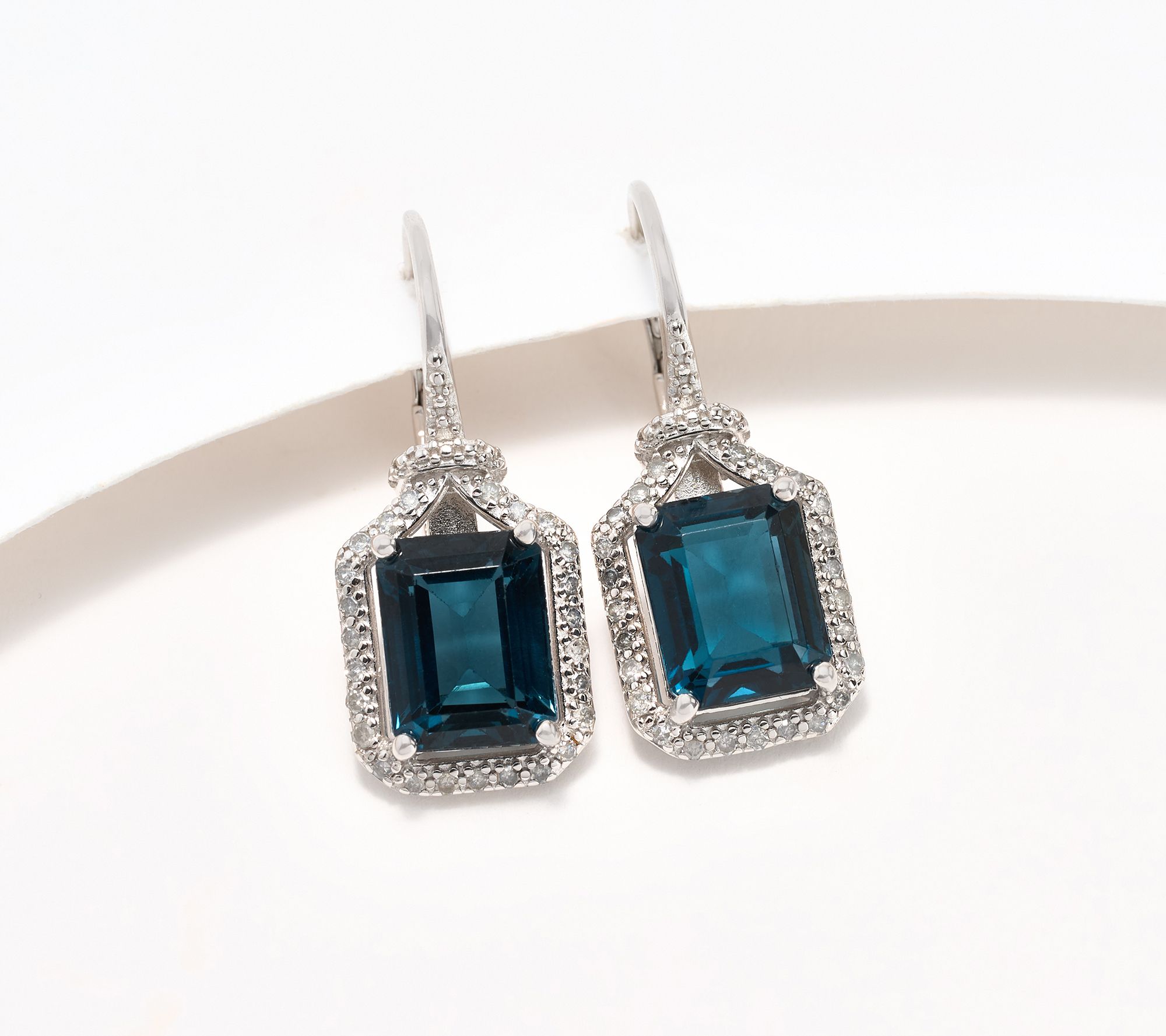 Affinity Gems Emerald London Blue Topaz & Diamond Earring Sterling Silver