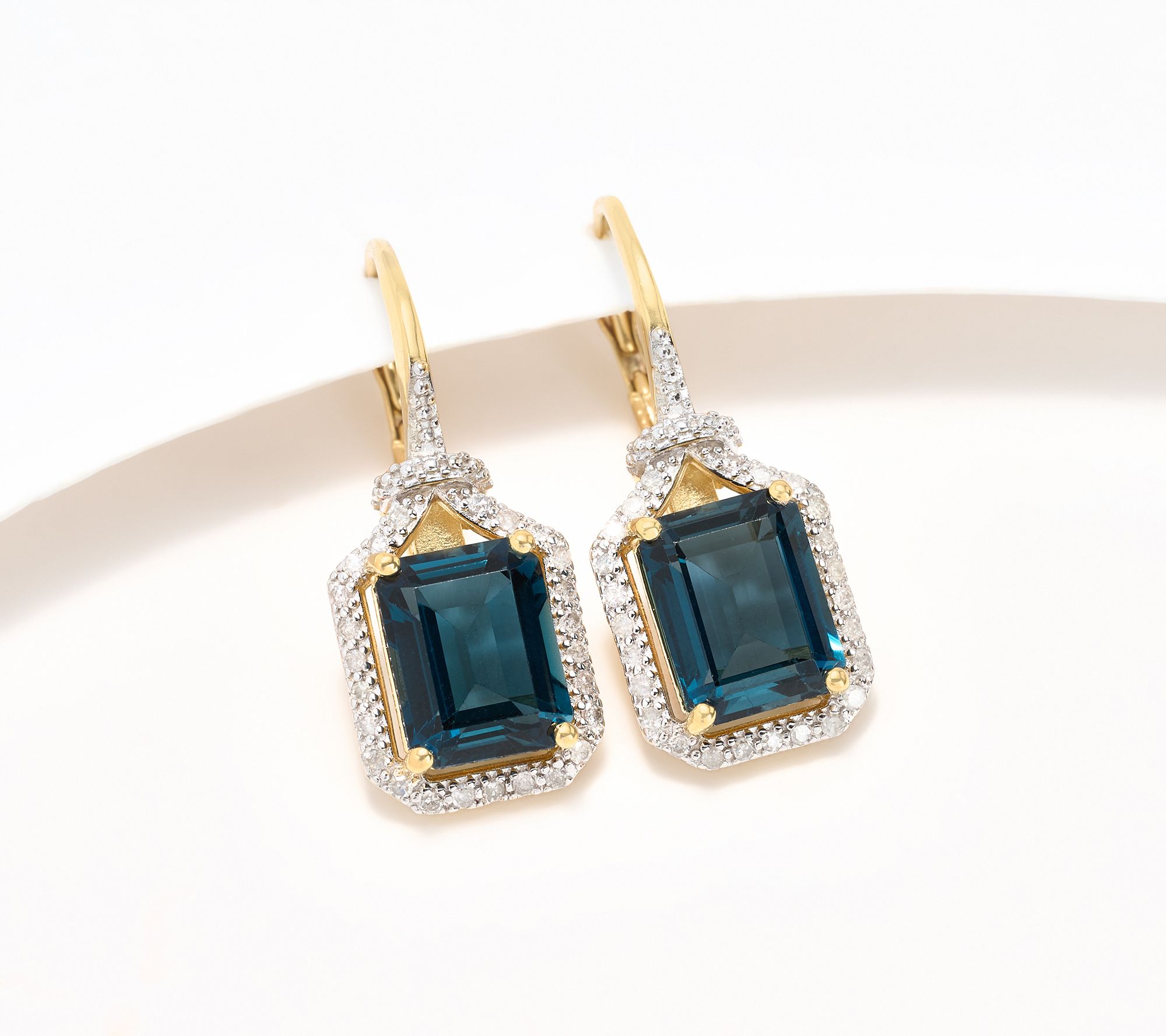Affinity Gems Emerald London Blue Topaz & Diamond Earring Sterling Silver