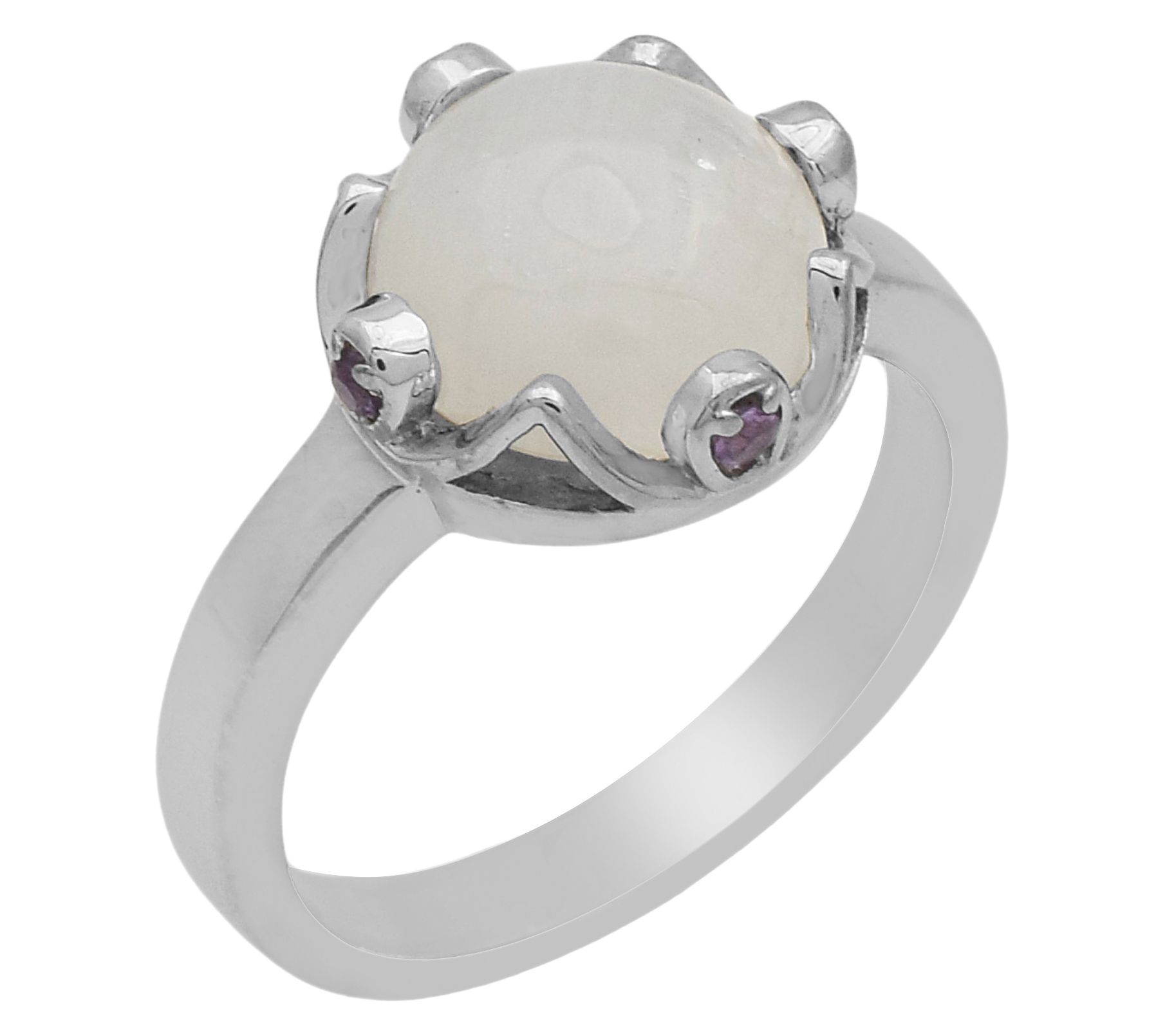 Affinity Gems Moonstone & Amethyst Accent Ring,Sterling