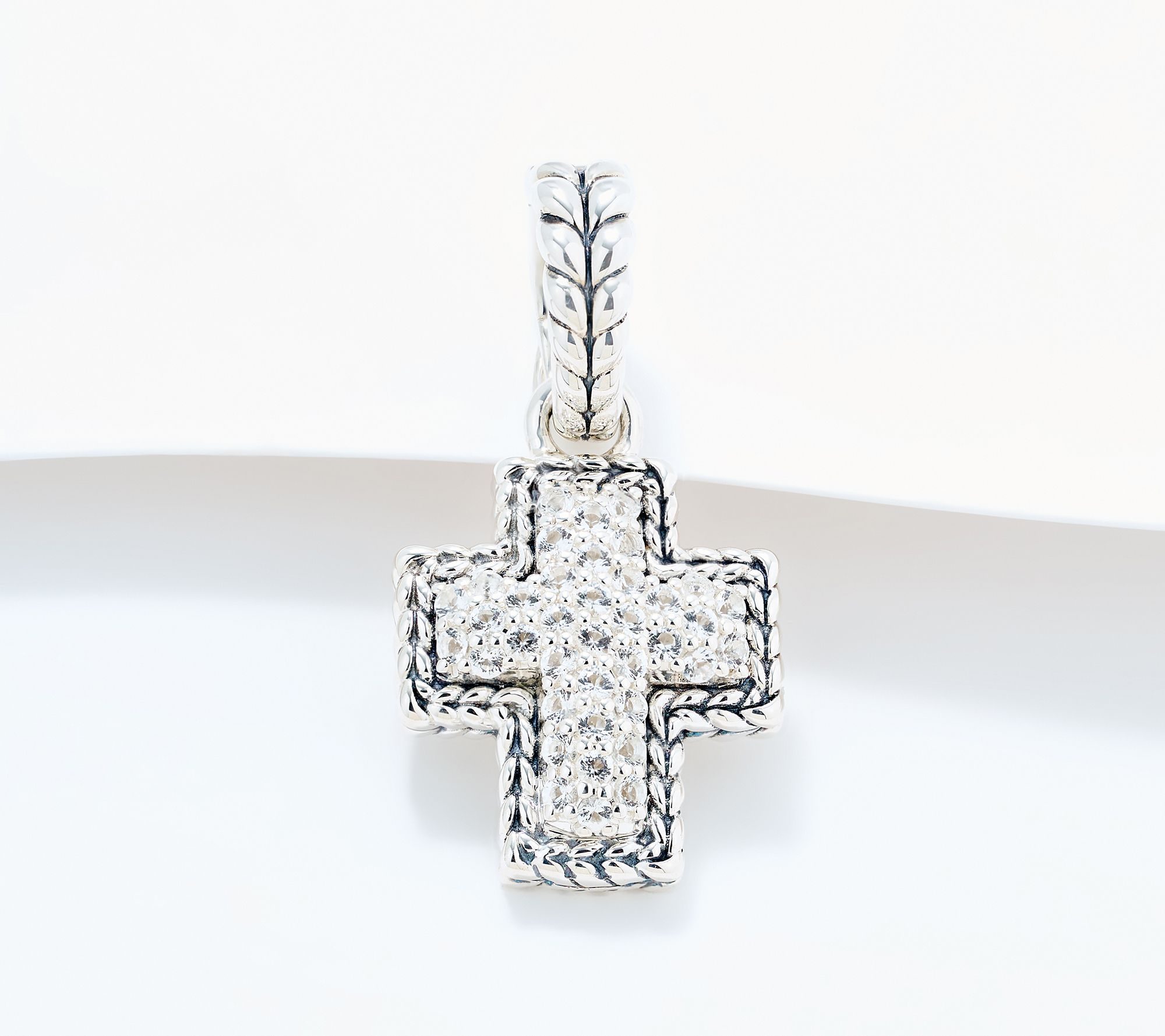 JAI Sterling Silver Pave Gemstone Symbols of Love Enhancer