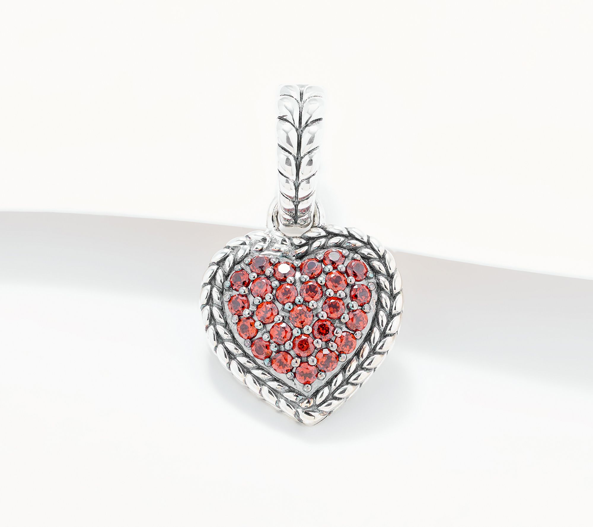 JAI Sterling Silver Pave Gemstone Symbols of Love Enhancer