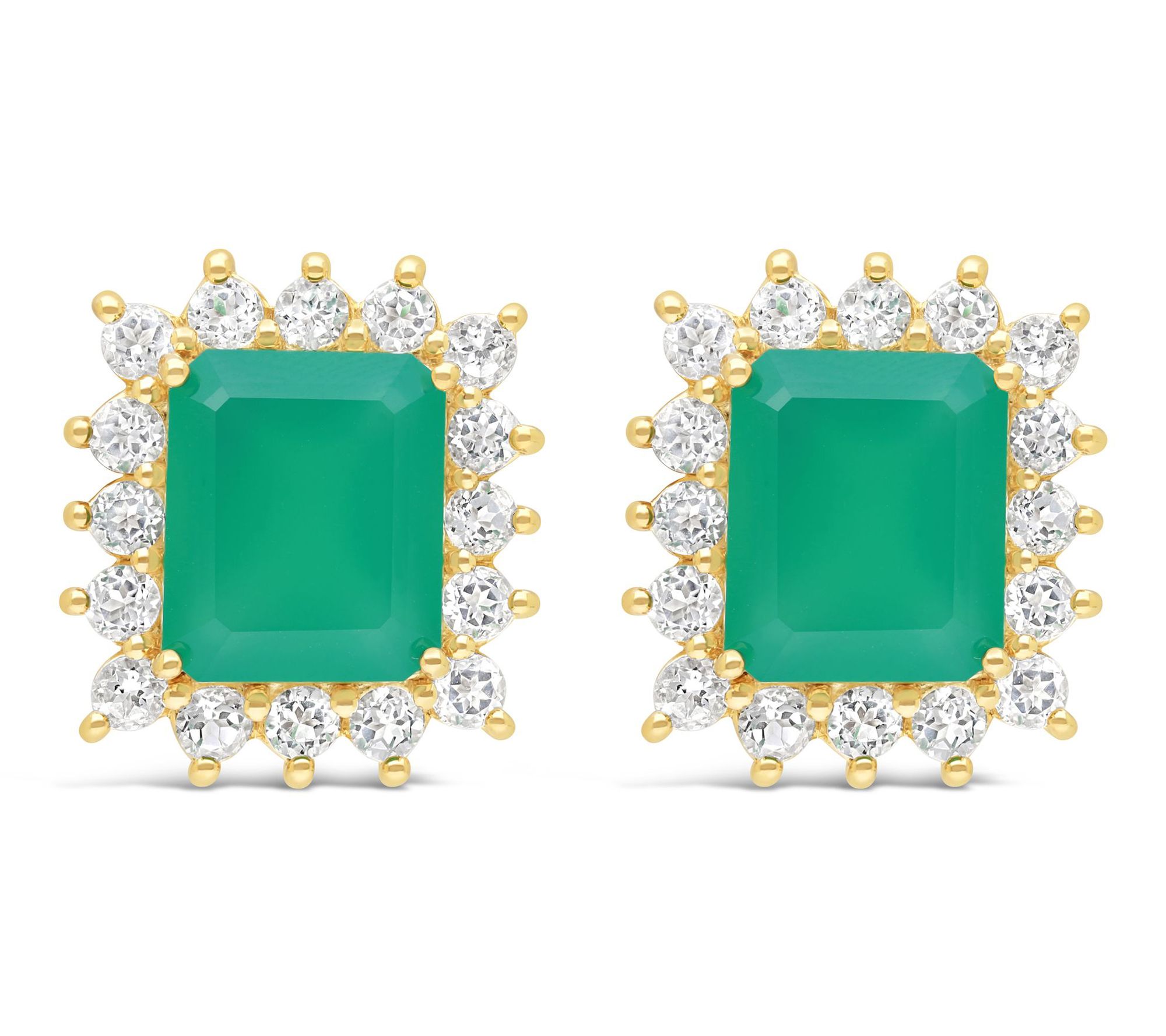 Ariva 18K Clad Green Chalcedony & White Topaz Vivien Earrings