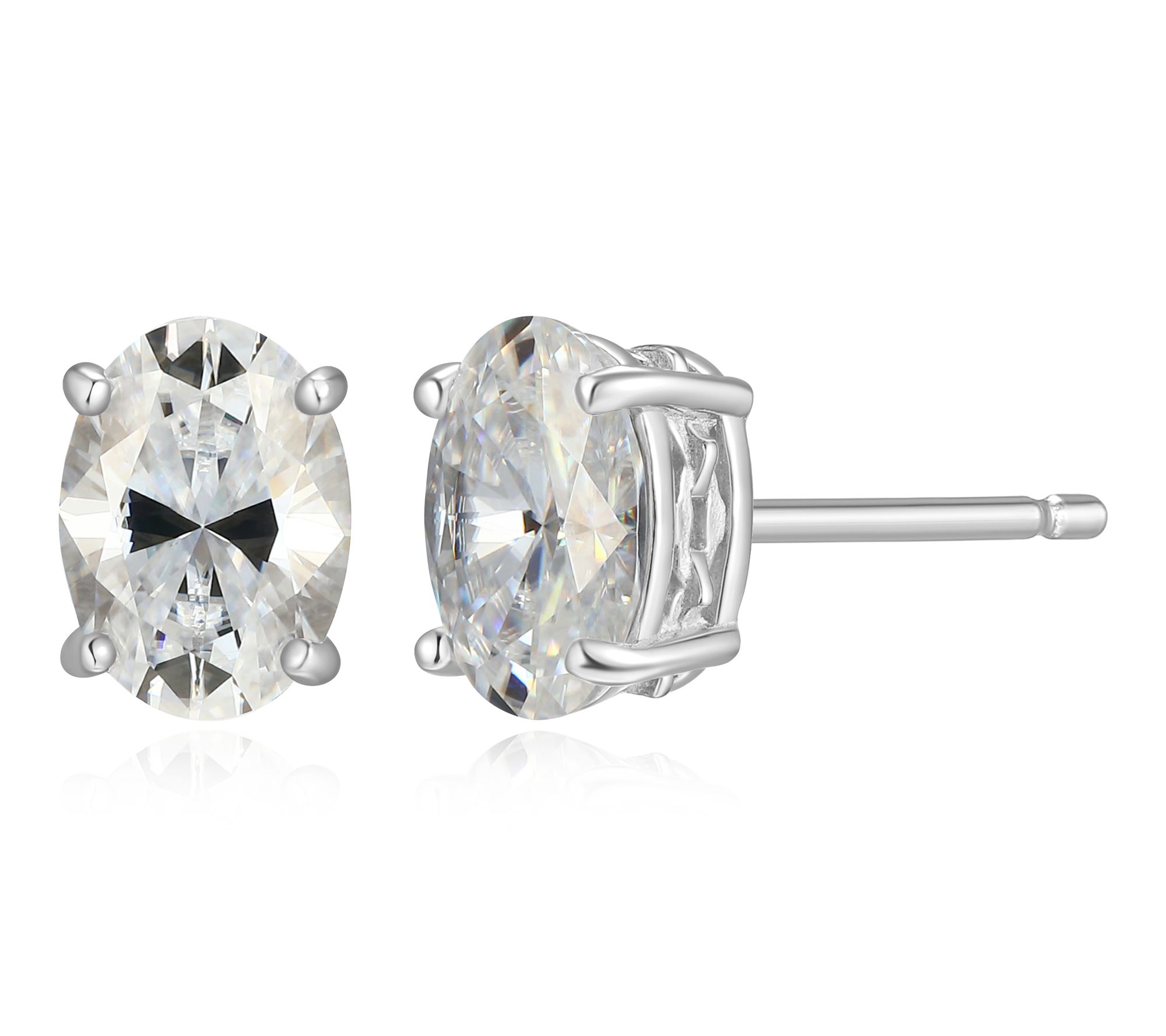 Moissanite 1.90 cttw Oval Cut Stud Earrings, Sterling Silver