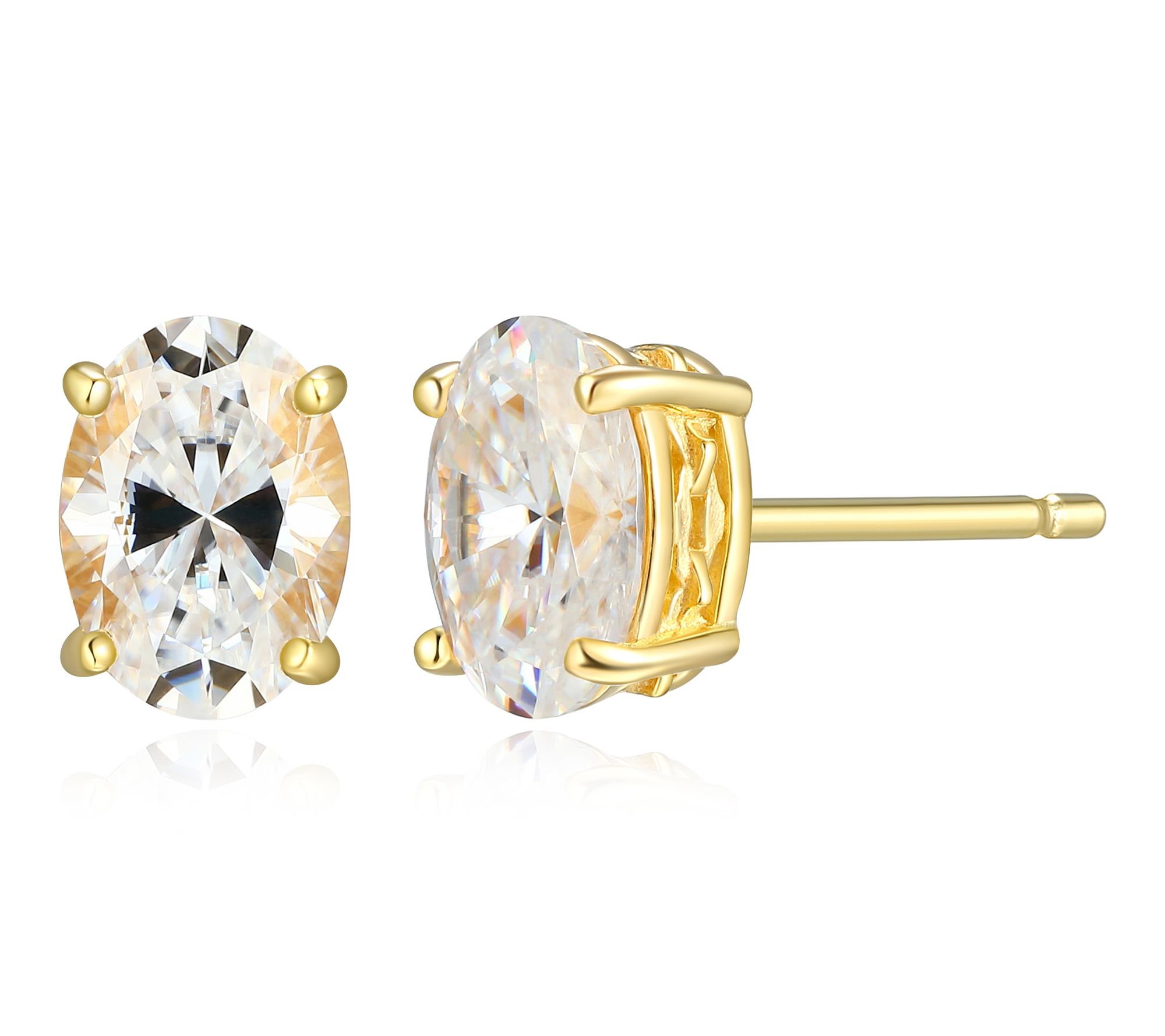 Moissanite 1.90 cttw Oval Cut Stud Earrings, Sterling Silver