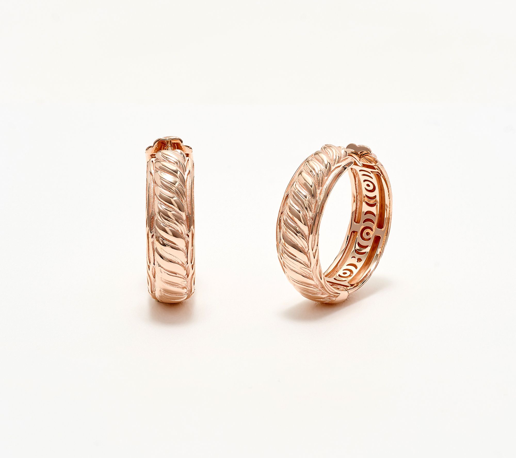 Christian James by Scott Grimes 14K Rose Clad Ripple 1" Hoop Earrings