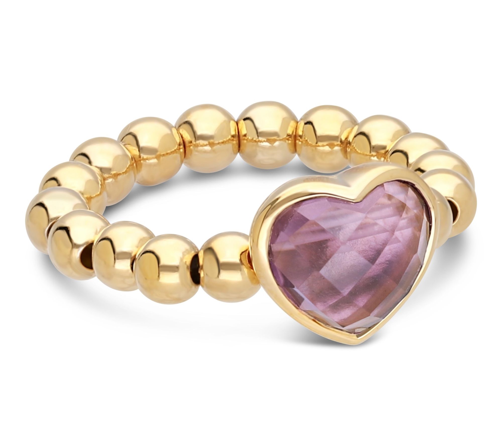 Elyse Ryan 14K Gold Clad Amethyst Heart BeadedRing