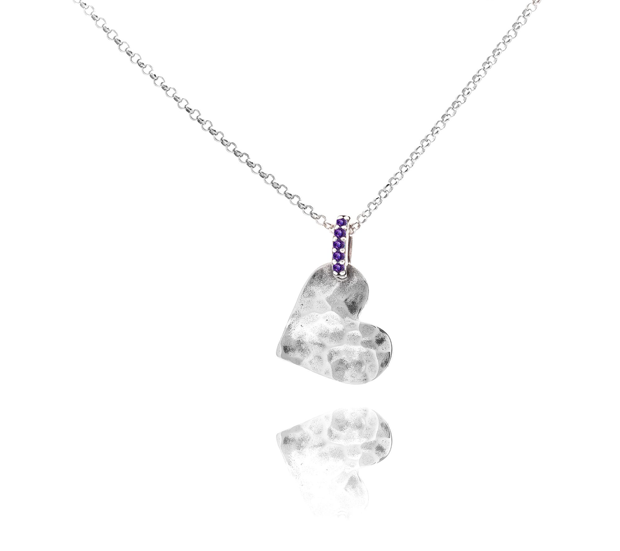 Or Paz Sterling Silver Gemstone Heart Pendant w/ Chain