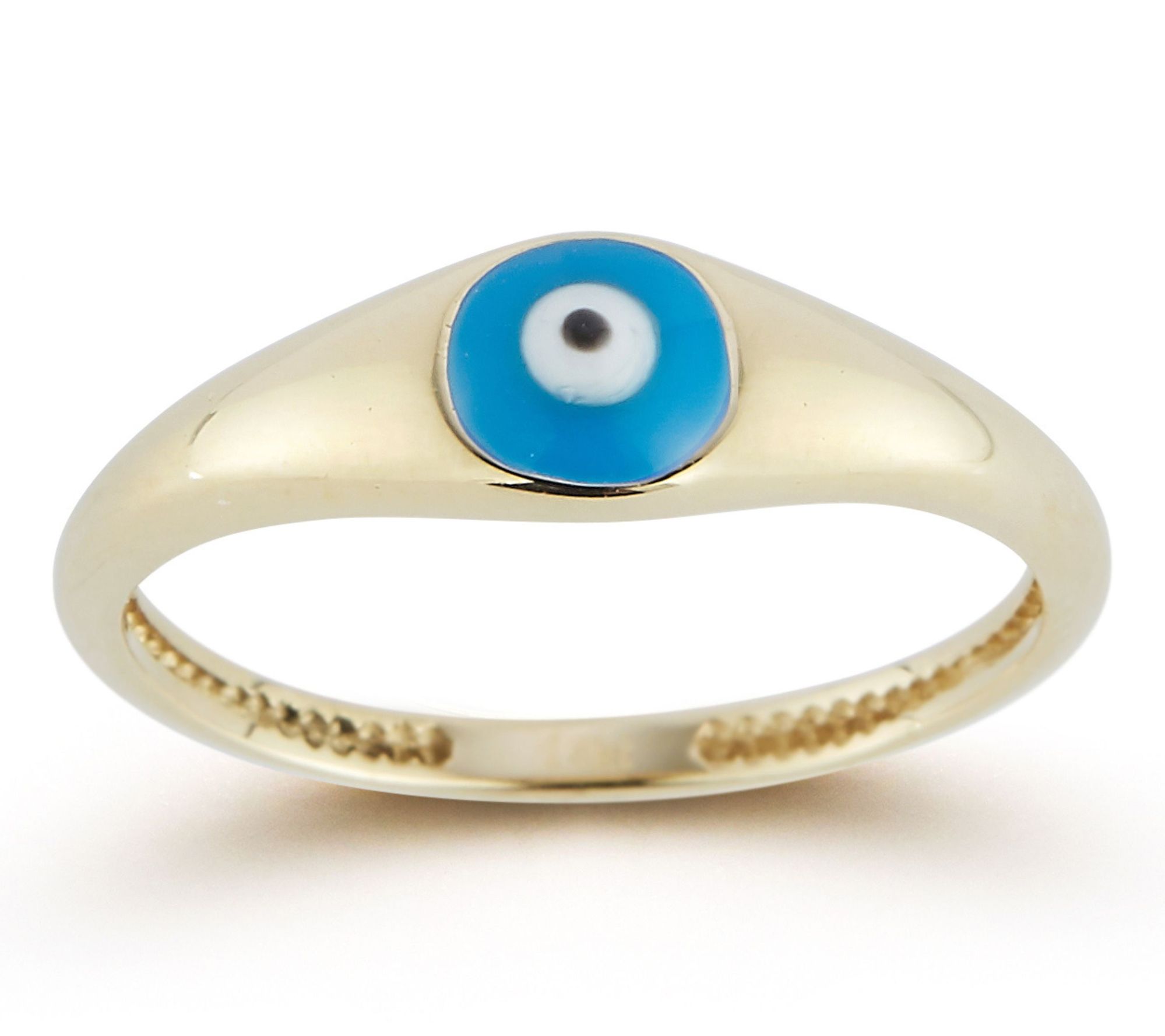 Luminosa Gold Round Enamel Evil Eye Signet Ring, 14K