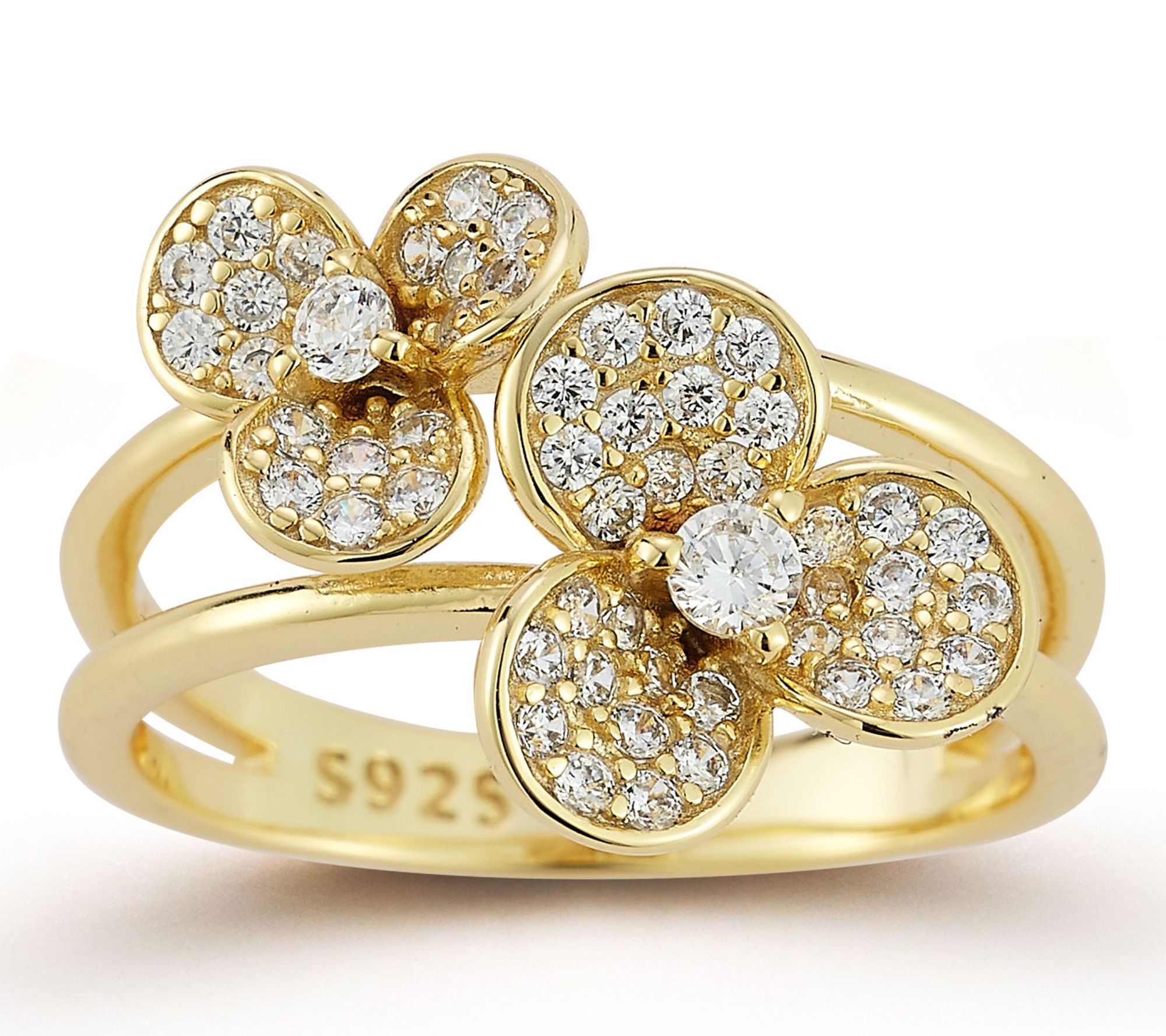 Rachel Zoe Double Pave Flower Cocktail Ring, Sterling