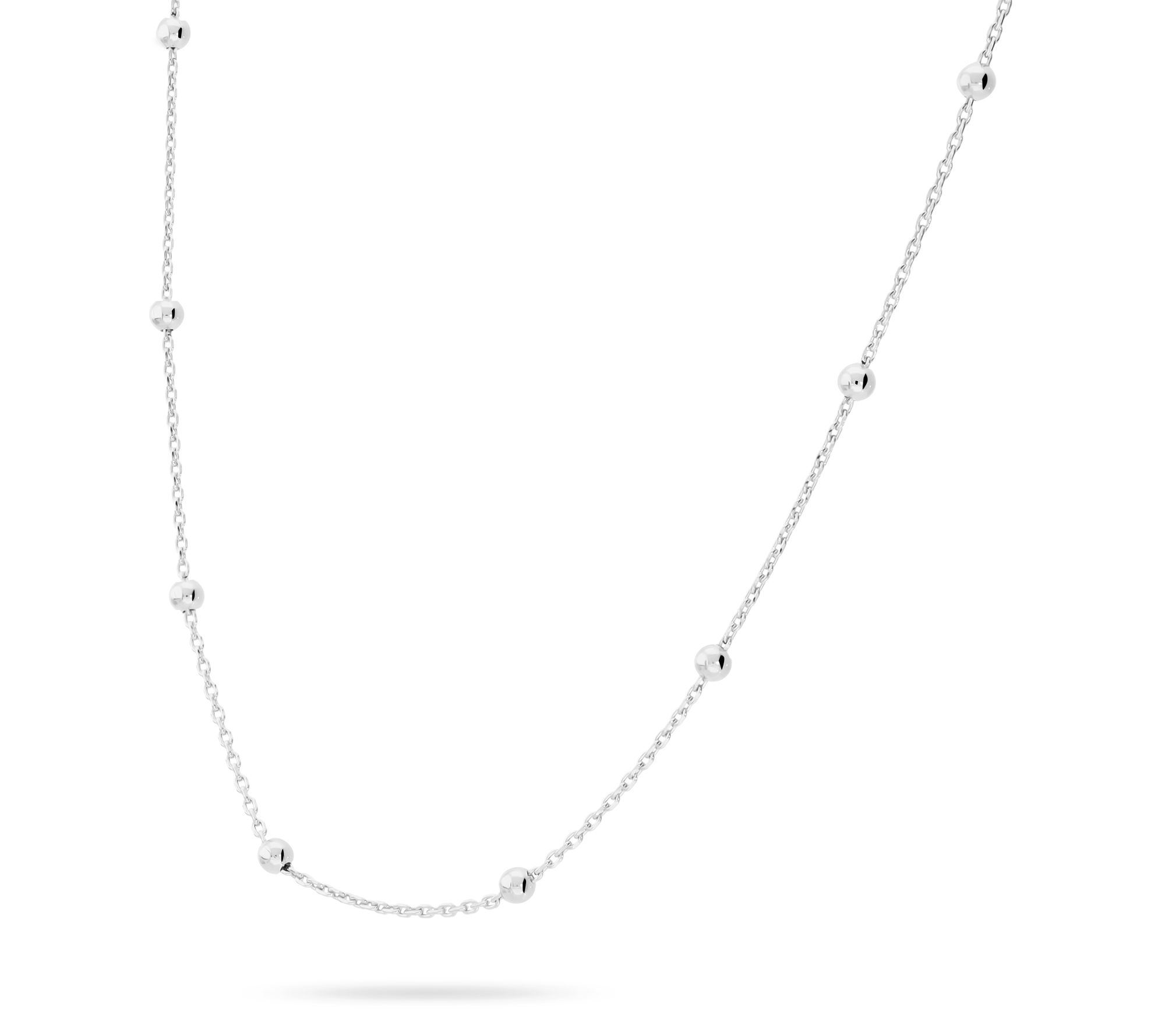 Ultrafine 950 Silver Bead Station 18" Oval LinkChain Necklace