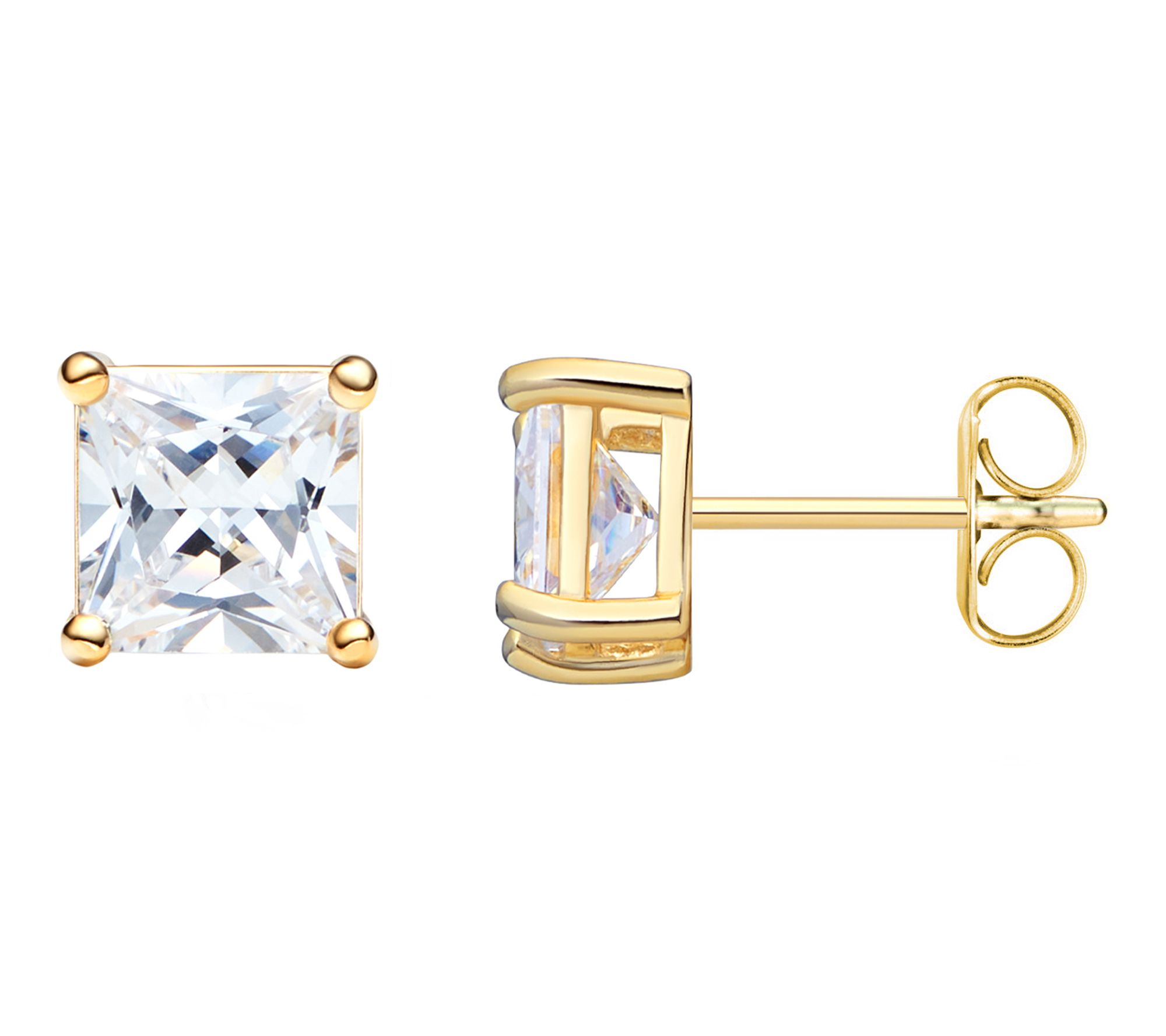 Diamonique 4.70 cttw Princess Cut Stud Earrings, Sterling