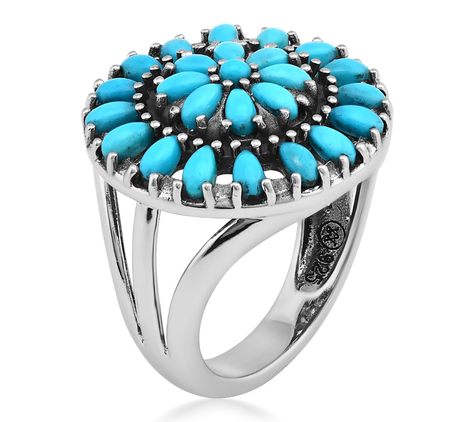 American West Sterling Sleeping Beauty Turquoise Flower Ring