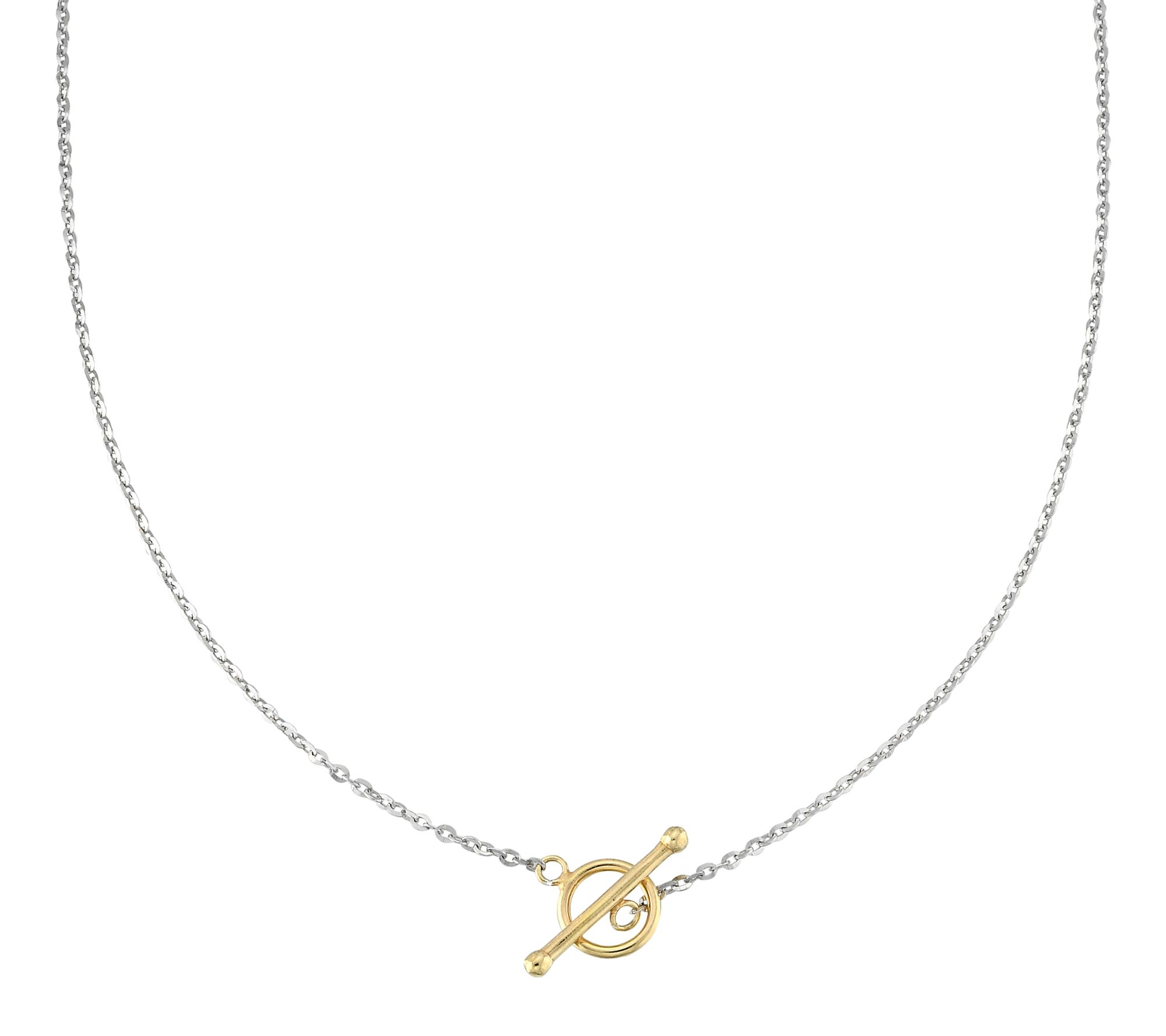 Silver Style Two-Tone Cable Link Toggle Necklace, Sterling