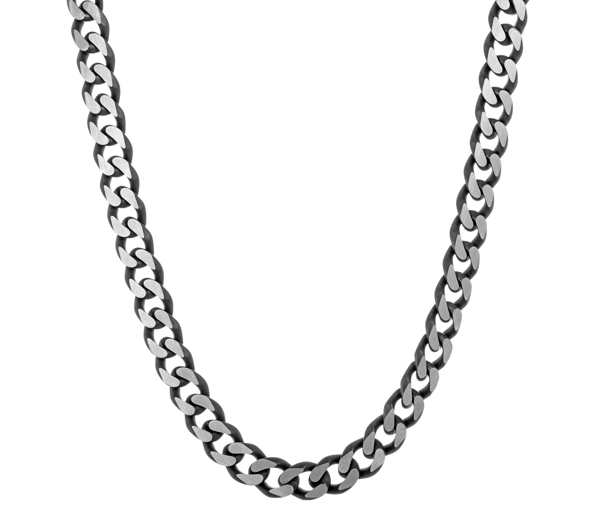 LYNX Men's Black IP Stainless Double Lock CurbChain Necklace