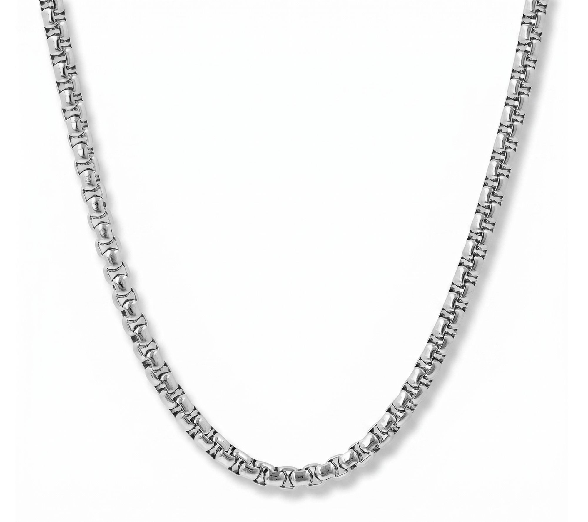 Steel by Design Round Polished 18" Box Chain Necklace