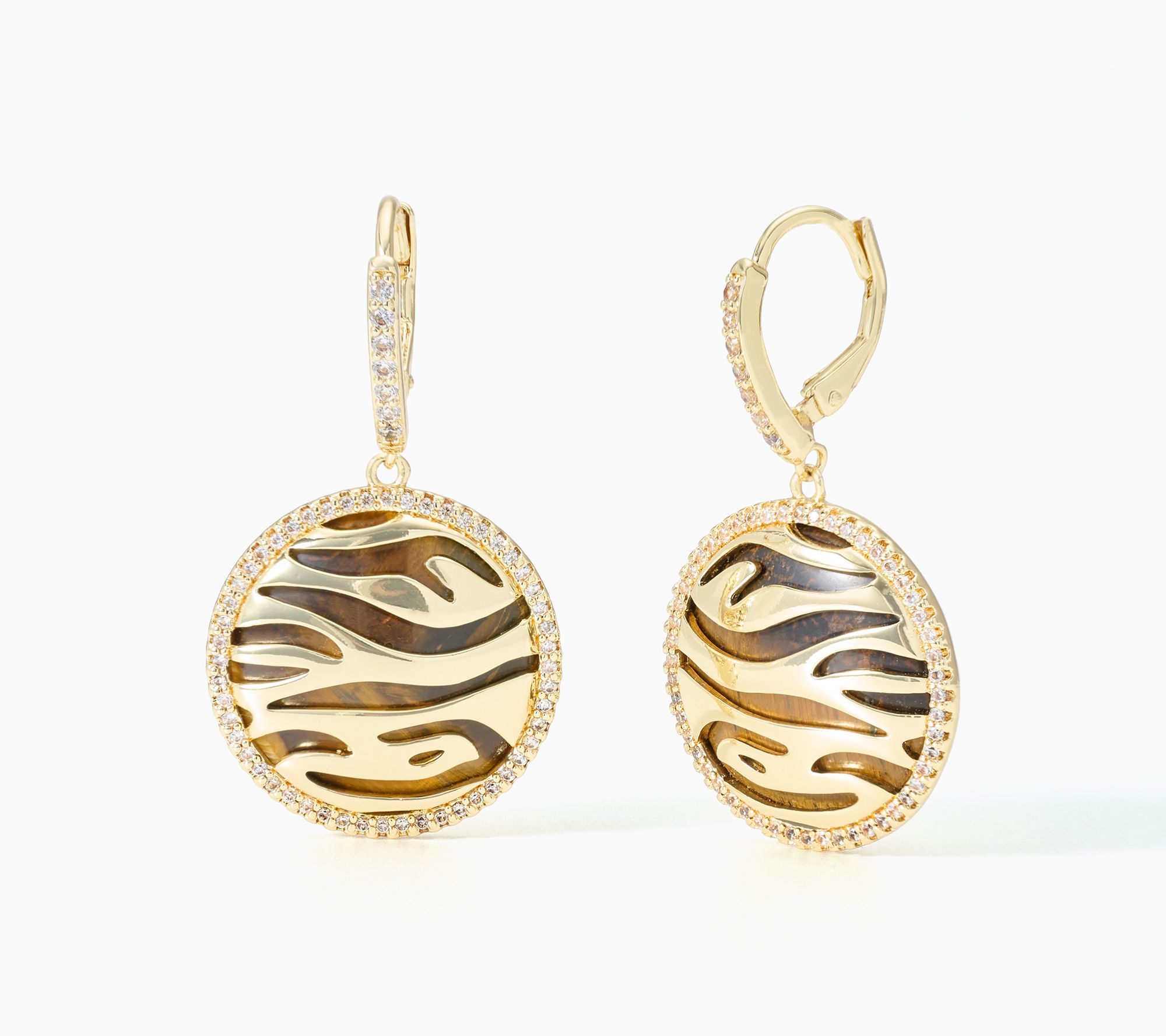 Kim Gravel Brass Simulated Tiger Eye Earrings