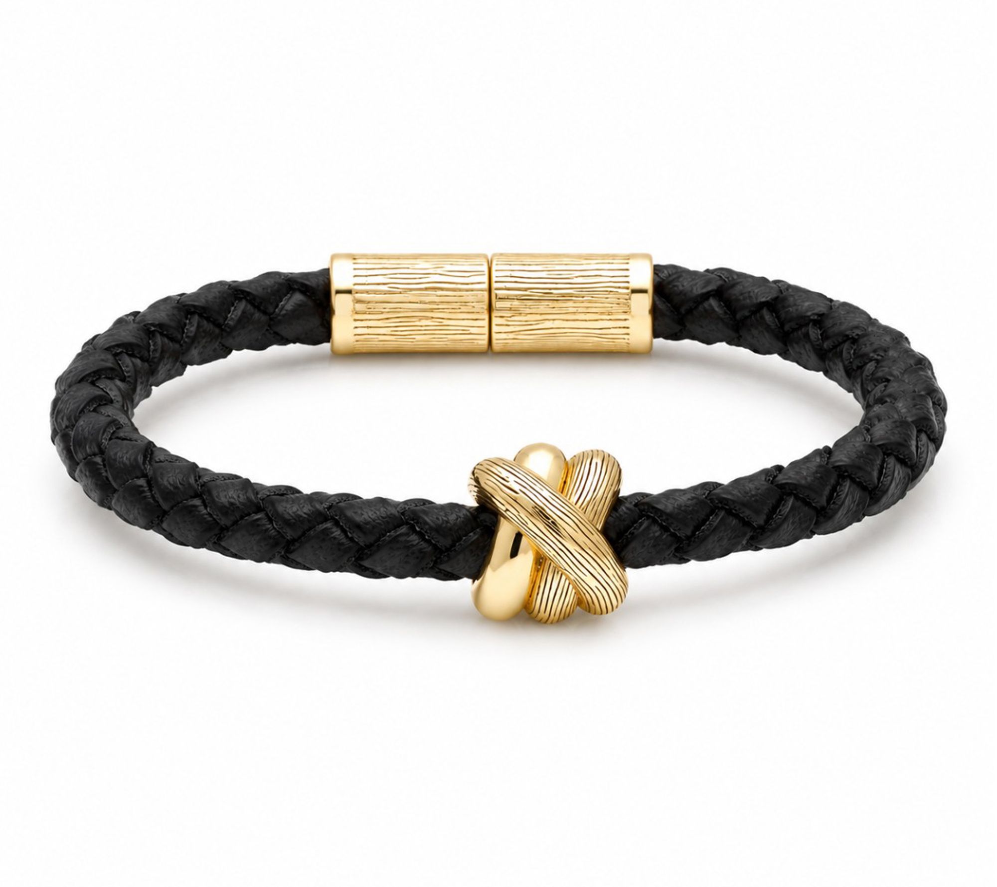 Ariva 18K Gold Clad Leather Love Knot Bracelet